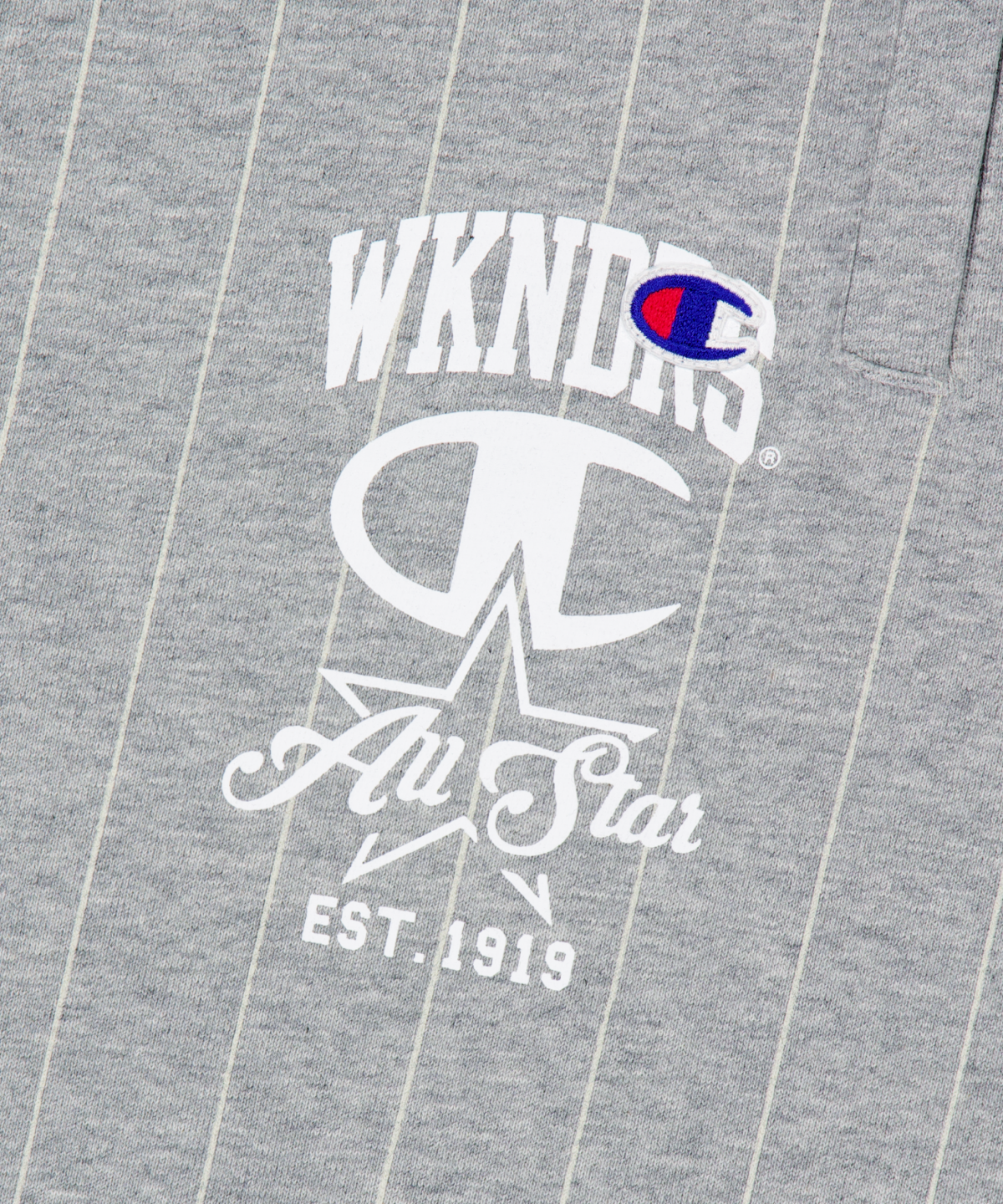위캔더스(WKNDRS) WKNDRS x CHAMPION STRIPED SWEAT PANTS (M.GREY)
