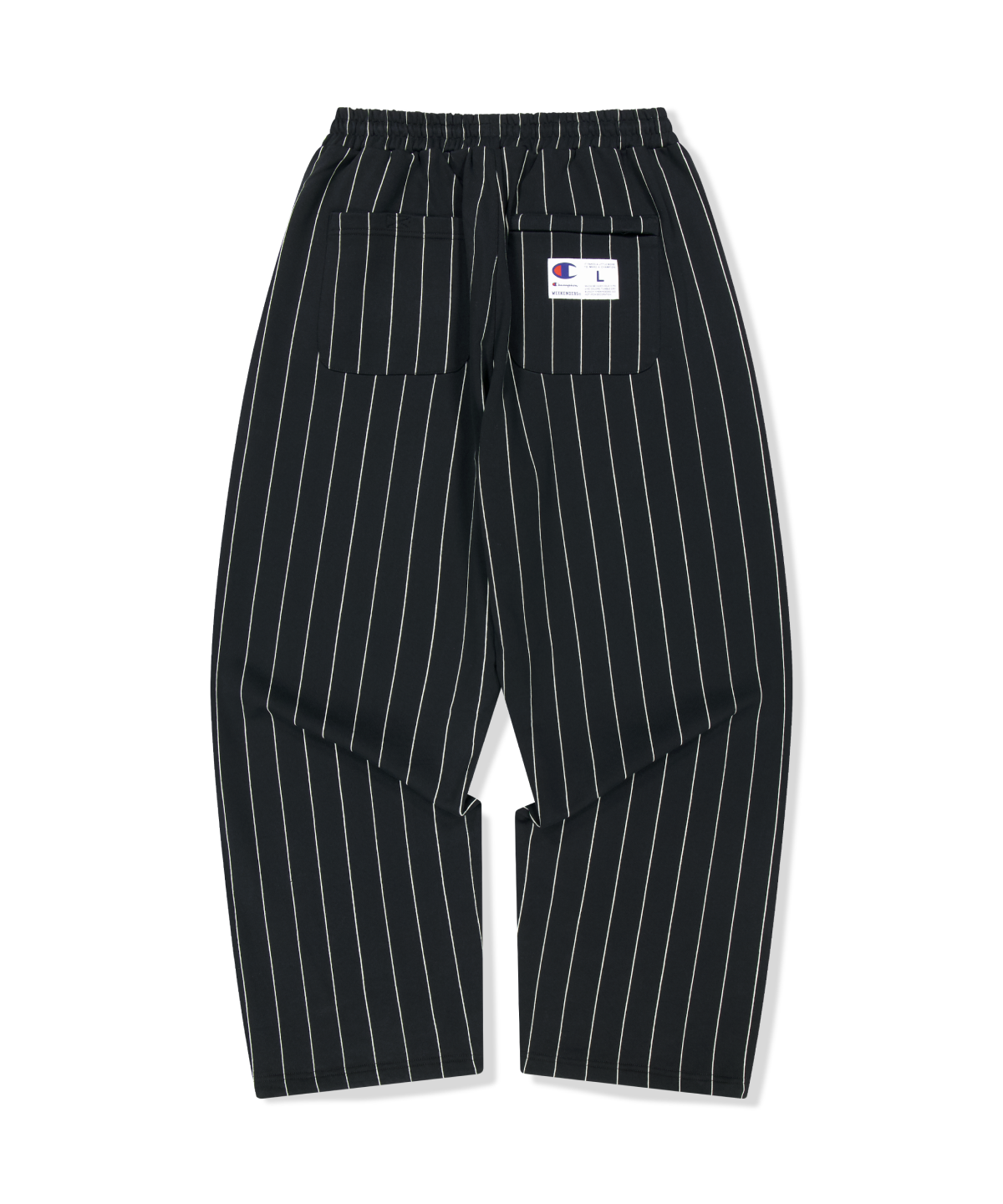 위캔더스(WKNDRS) WKNDRS x CHAMPION STRIPED SWEAT PANTS (BLACK)
