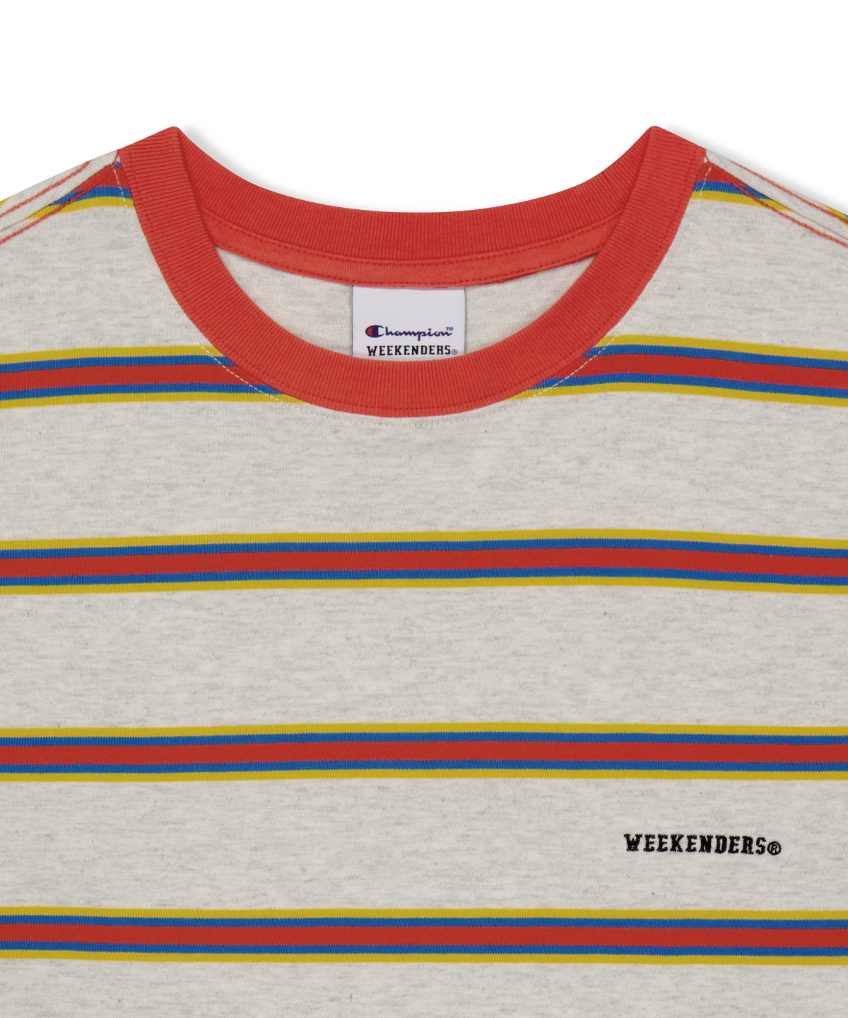 위캔더스(WKNDRS) WKNDRS x CHAMPION STRIPED LS T-SHIRT (OATMEAL)