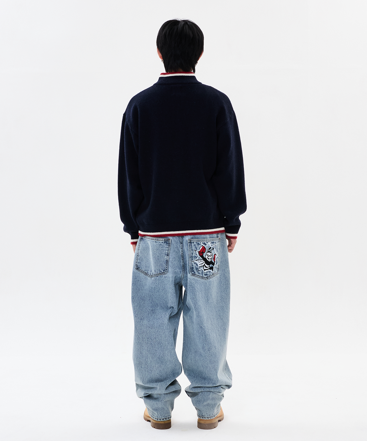 위캔더스(WKNDRS) WKNDRS x CHAMPION CLASSIC HALF-ZIP SWEATER (NAVY)