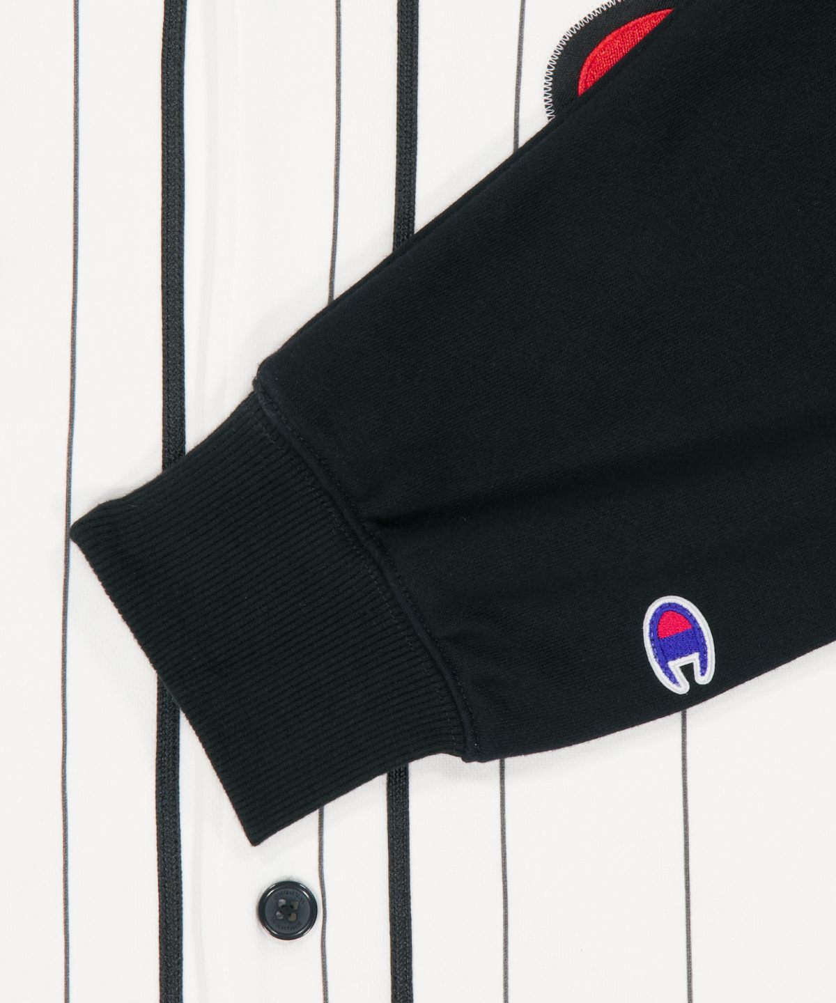 위캔더스(WKNDRS) WKNDRS x CHAMPION LAYERED BASEBALL SHIRT JK (WHITE)