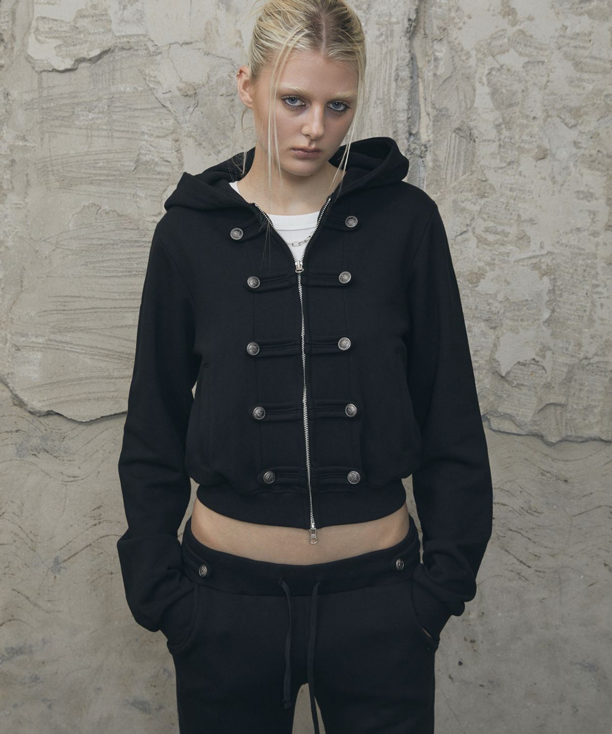 분트(VOONT) Napoleonic Loop Hood Zip-Up (BLACK)