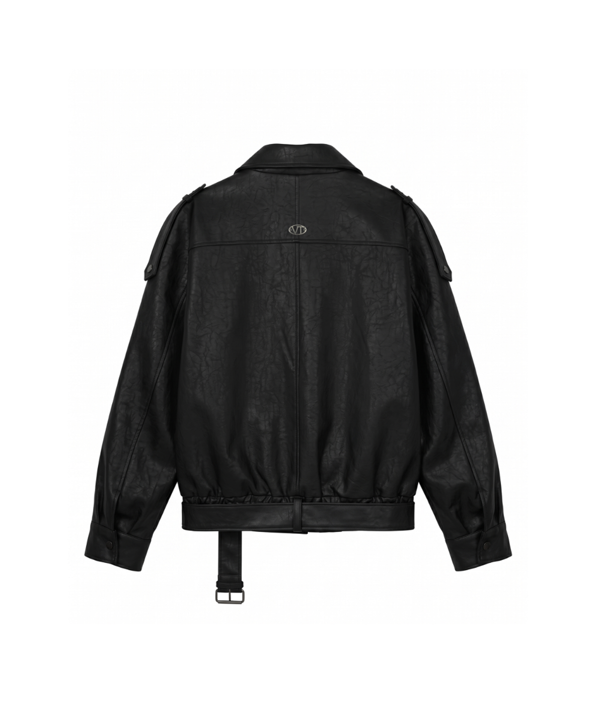 분트(VOONT) Belt High-Neck Leather Jacket (BLACK)
