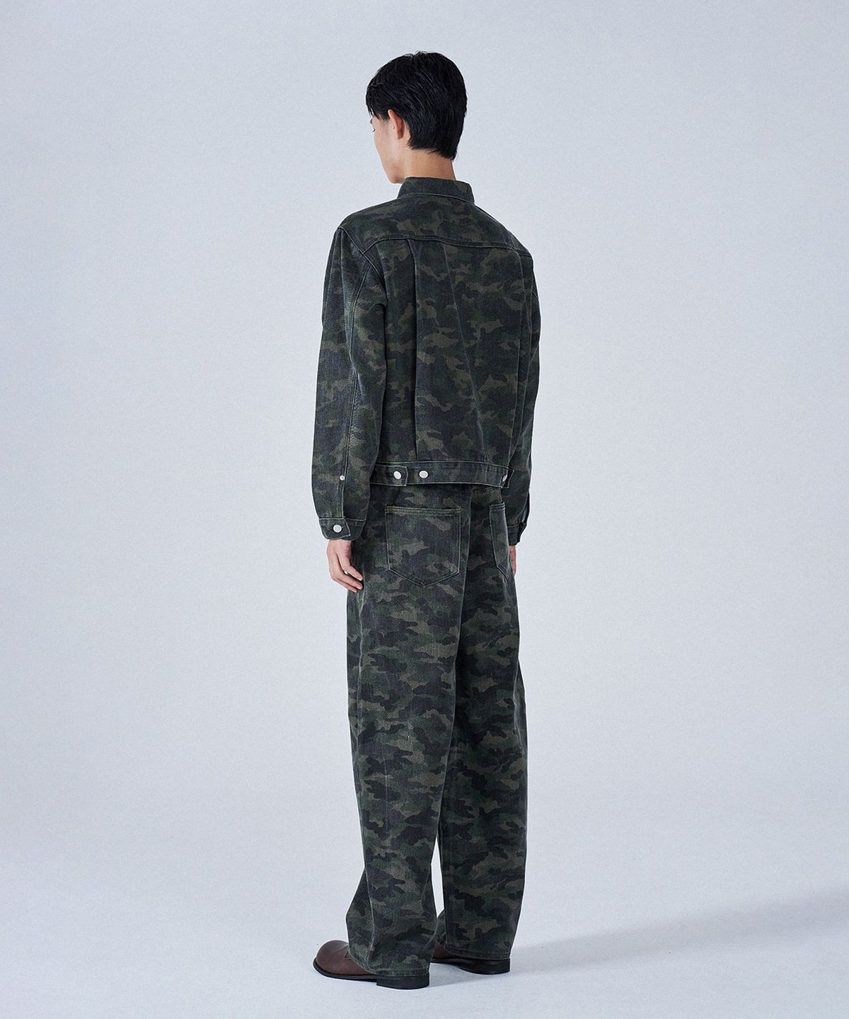프로젝트쓰리(PROJECT3) 카모 데님 팬츠 자켓 셋업 세트[KAKI CAMO]_SET0282