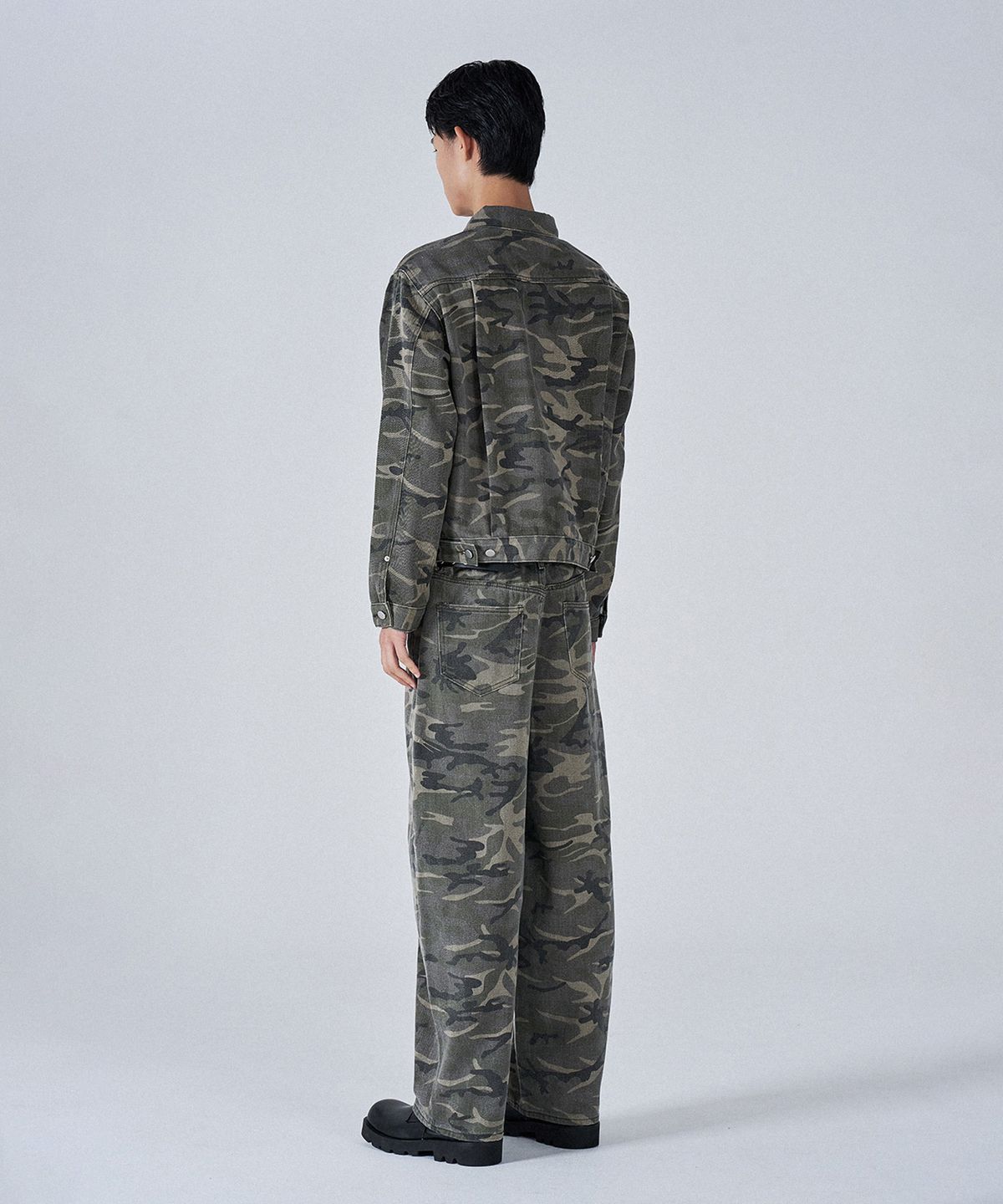 프로젝트쓰리(PROJECT3) 카모 데님 팬츠 자켓 셋업 세트[BEIGE CAMO]_SET0183