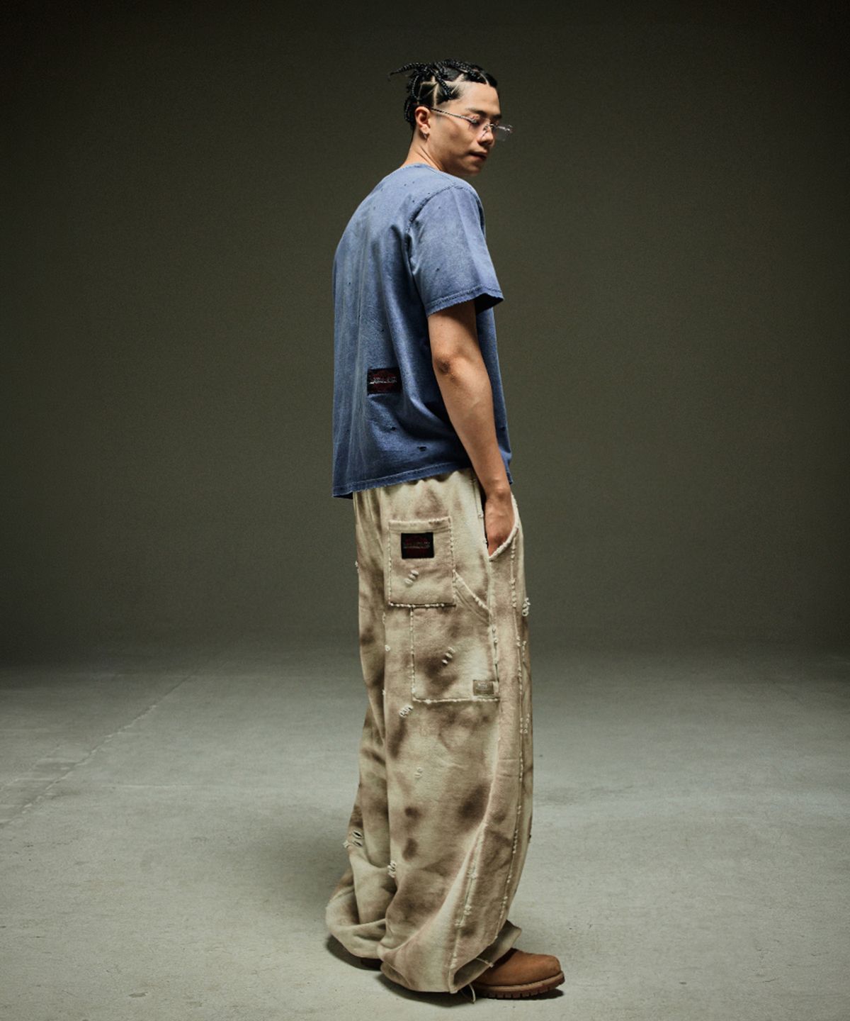 뭉(MWOONG) Fade out fake pocket tee navy