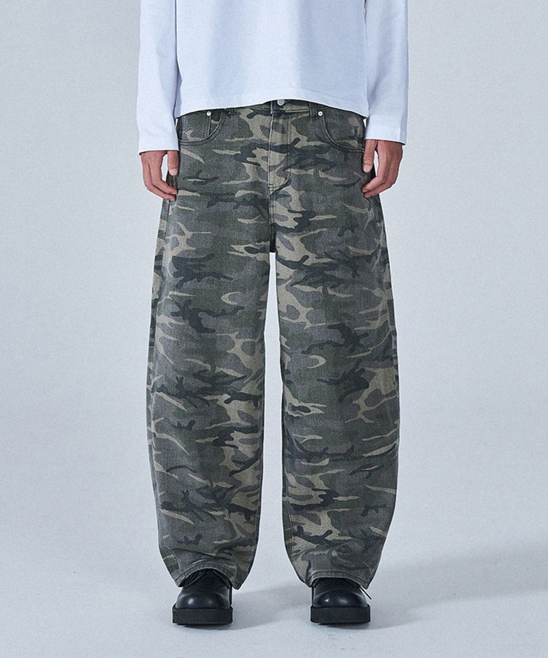 카모 벌룬 데님 팬츠[BEIGE CAMO]_BC2683