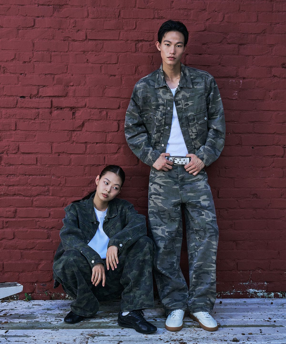 프로젝트쓰리(PROJECT3) 카모 벌룬 데님 팬츠[BEIGE CAMO]_BC2683