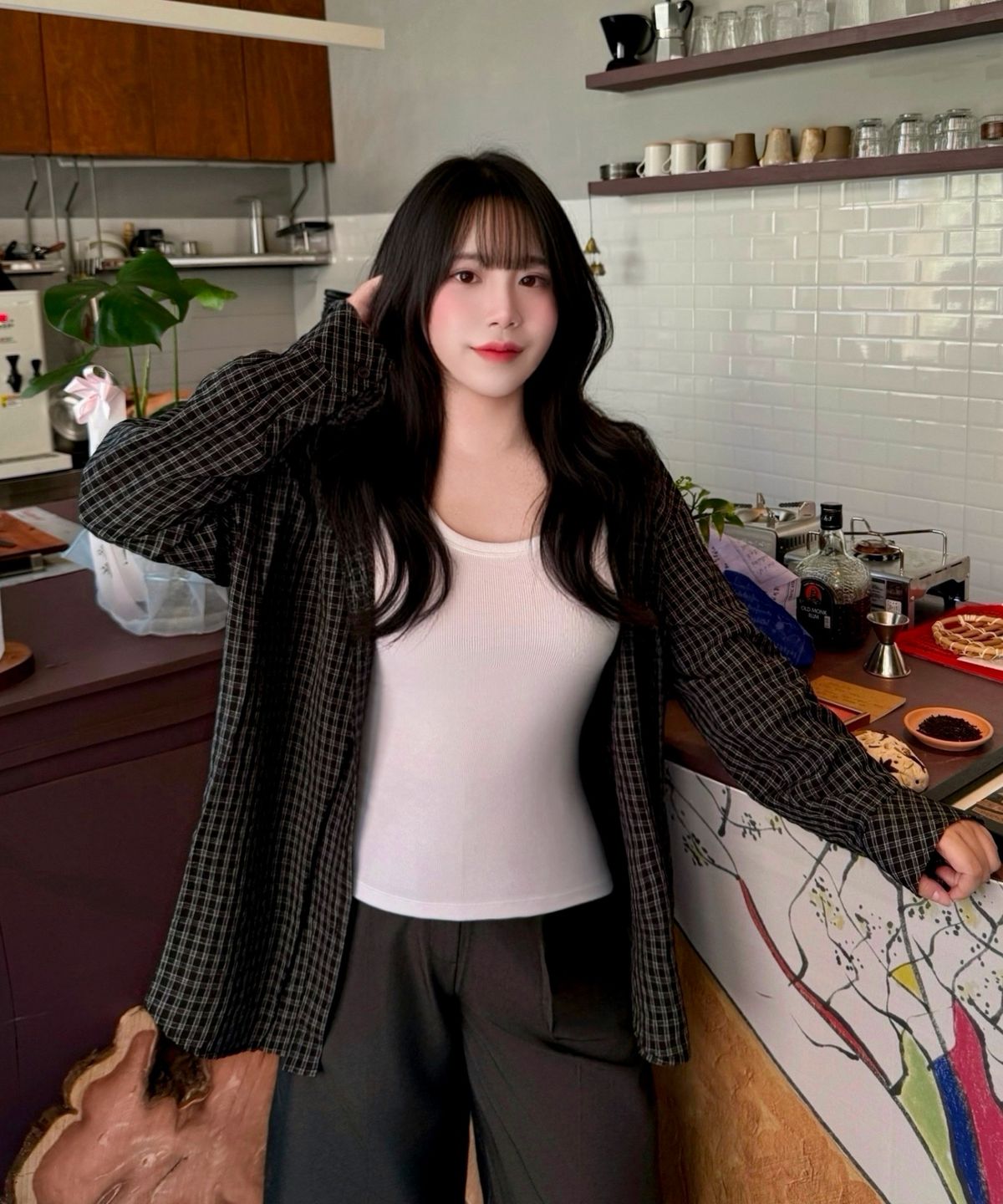 미쏘(MIXXO) 오버핏 체크 셔츠_MIWYWG901C