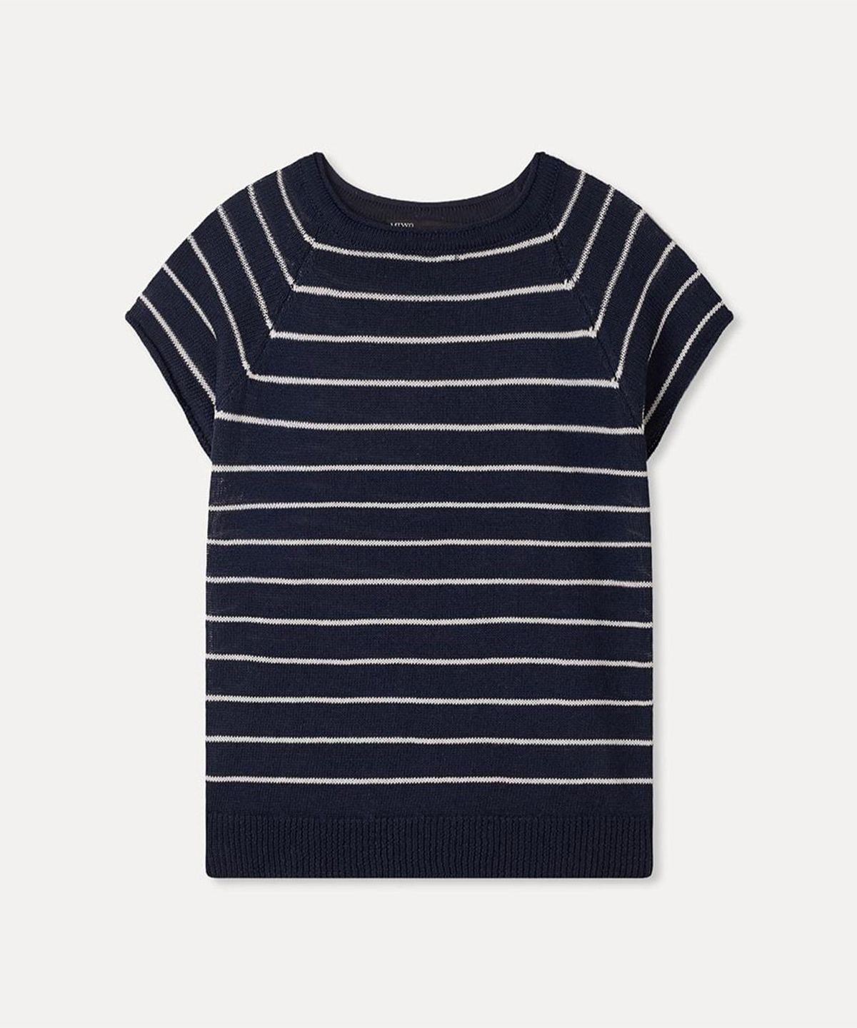 미쏘(MIXXO) 린넨 스트라이프 반팔 니트_MIWKAG99AS