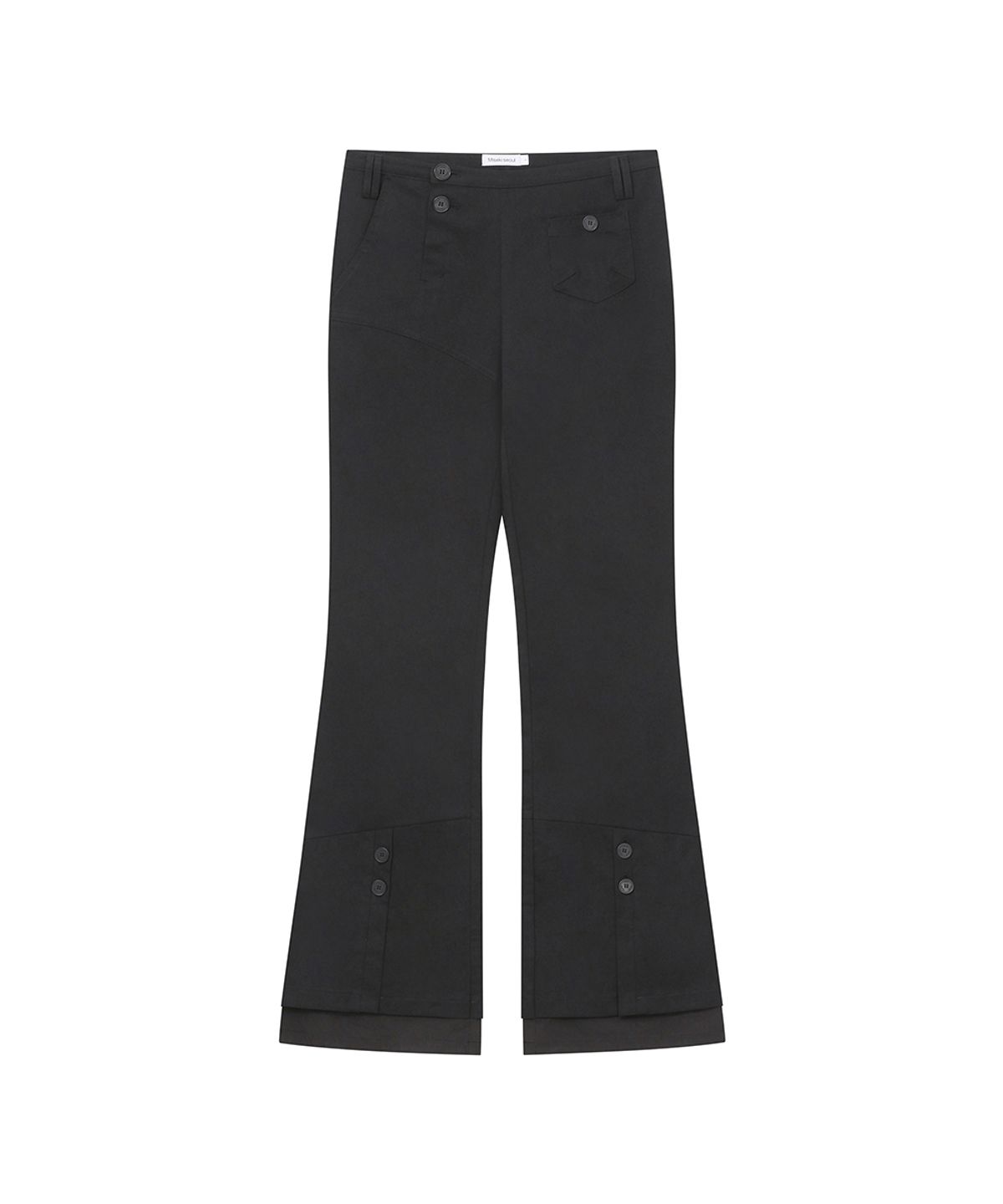 미세키서울(MISEKI SEOUL) [레이 PICK] Side fly layered bootscut pants BLACK