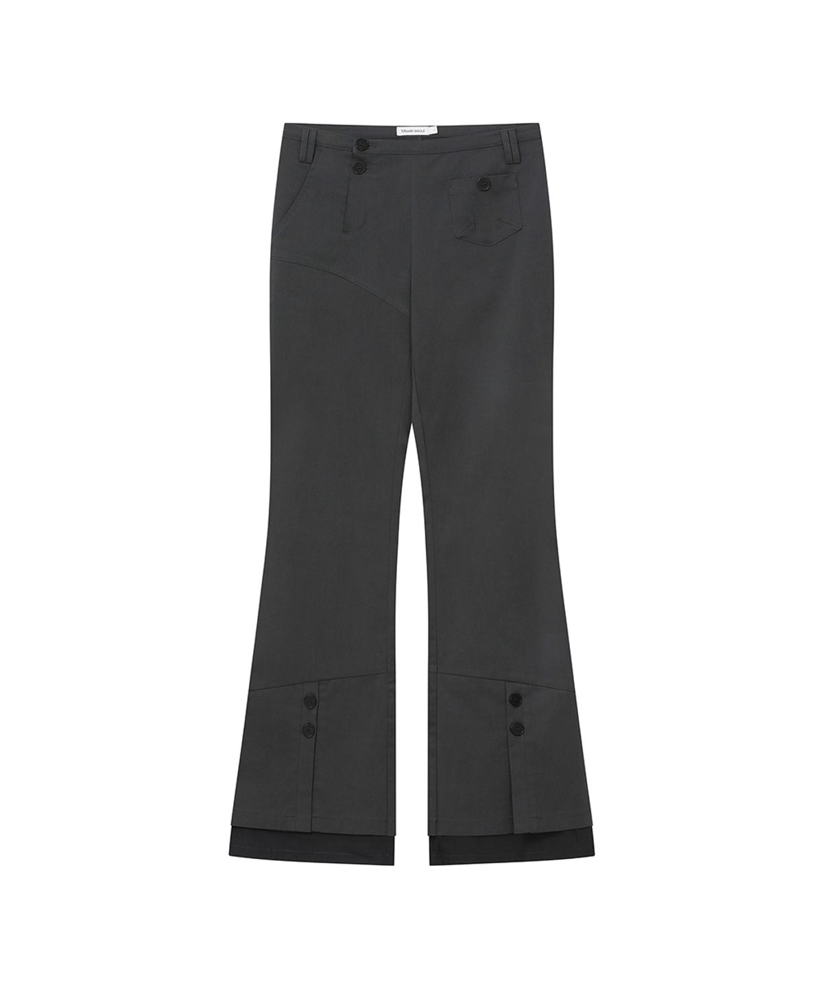 미세키서울(MISEKI SEOUL) [레이 PICK] Side fly layered bootscut pants CHARCOAL