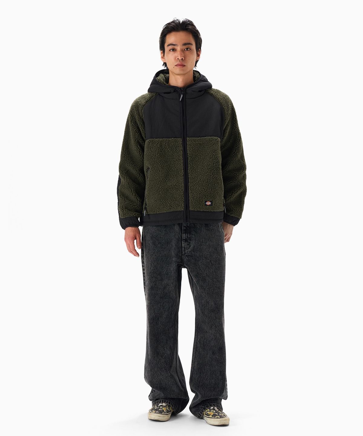 디키즈(DICKIES) 패널드 플리스 후드 재킷 Olive