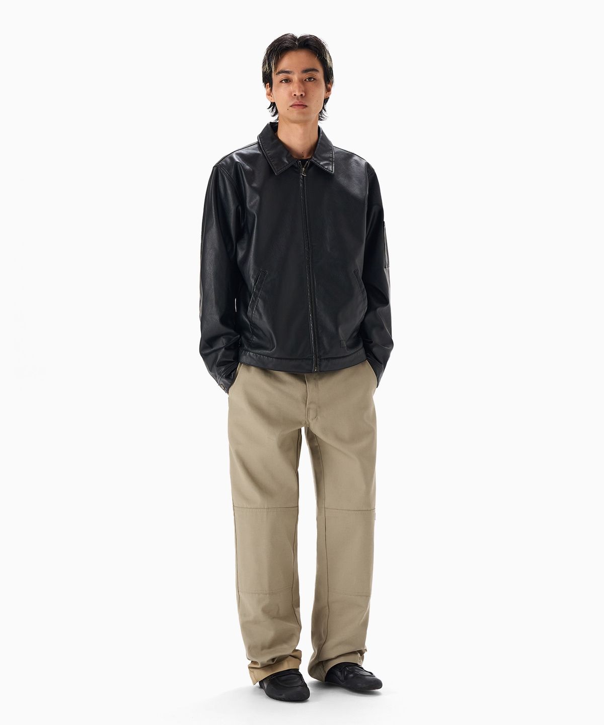 디키즈(DICKIES) 레더 아이젠하워 재킷 Black