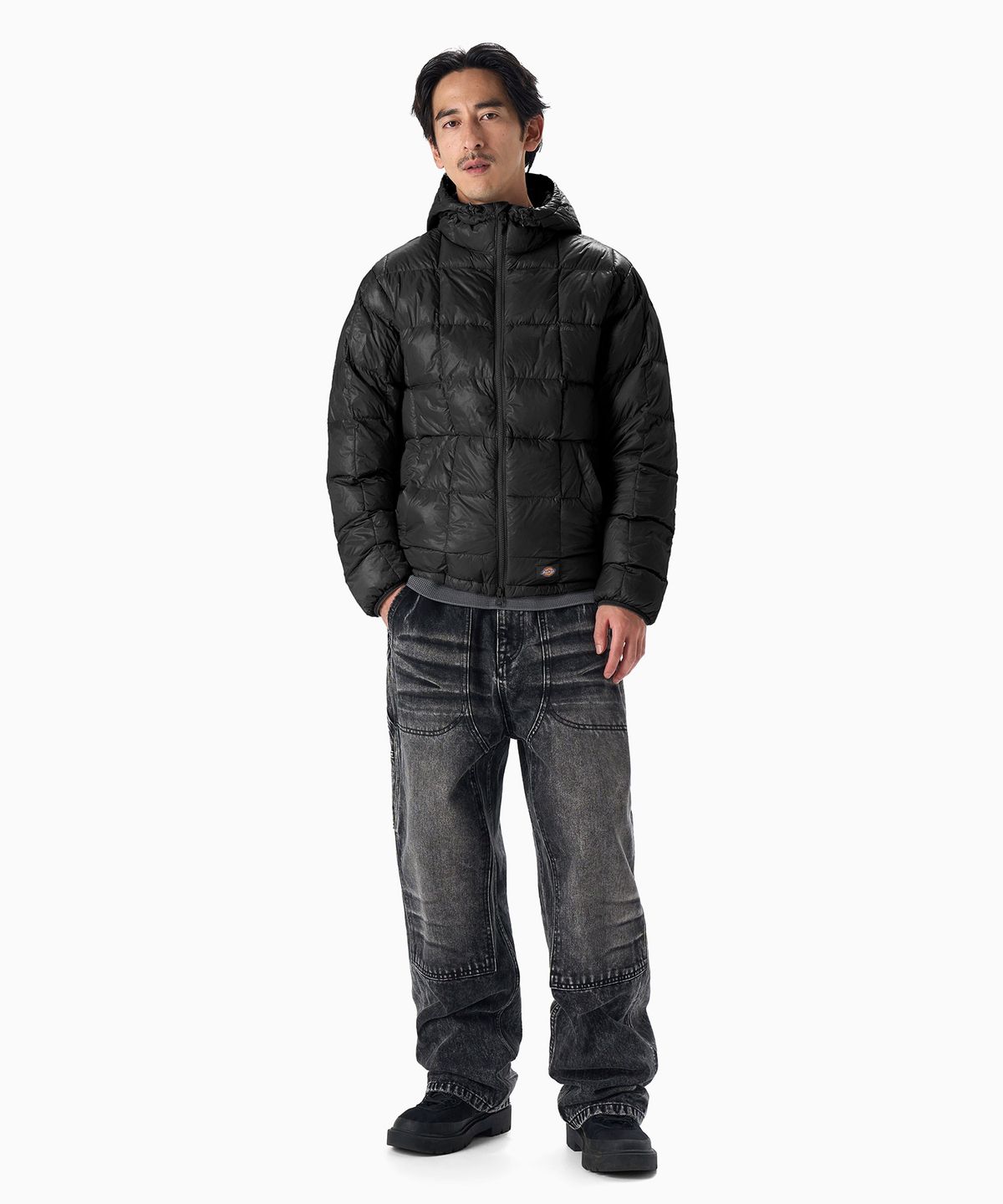 디키즈(DICKIES) 파고 후디드 미드 다운 재킷 Black