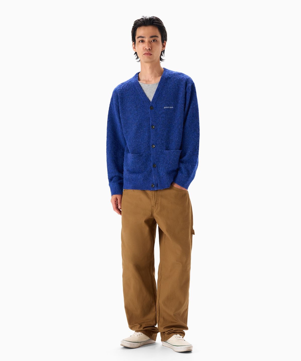디키즈(DICKIES) 헤어리 니트 가디건 Blue