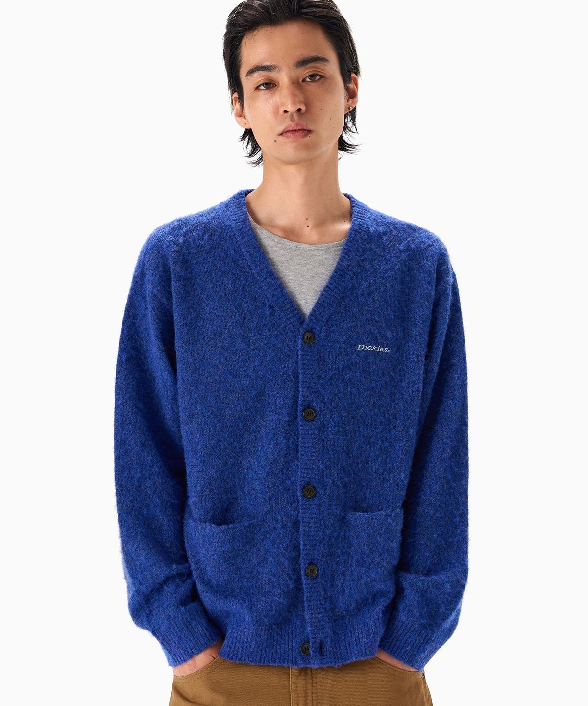 디키즈(DICKIES) 헤어리 니트 가디건 Blue