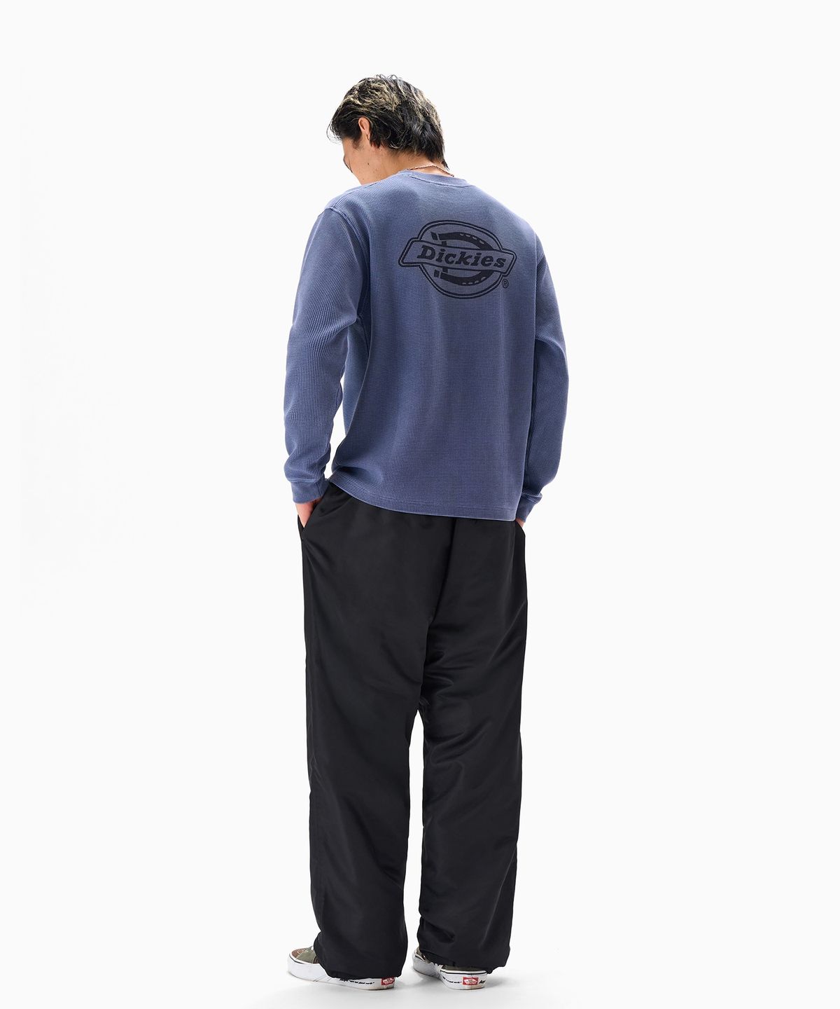 디키즈(DICKIES) 백 모노 로고 와플 롱슬리브 Blue