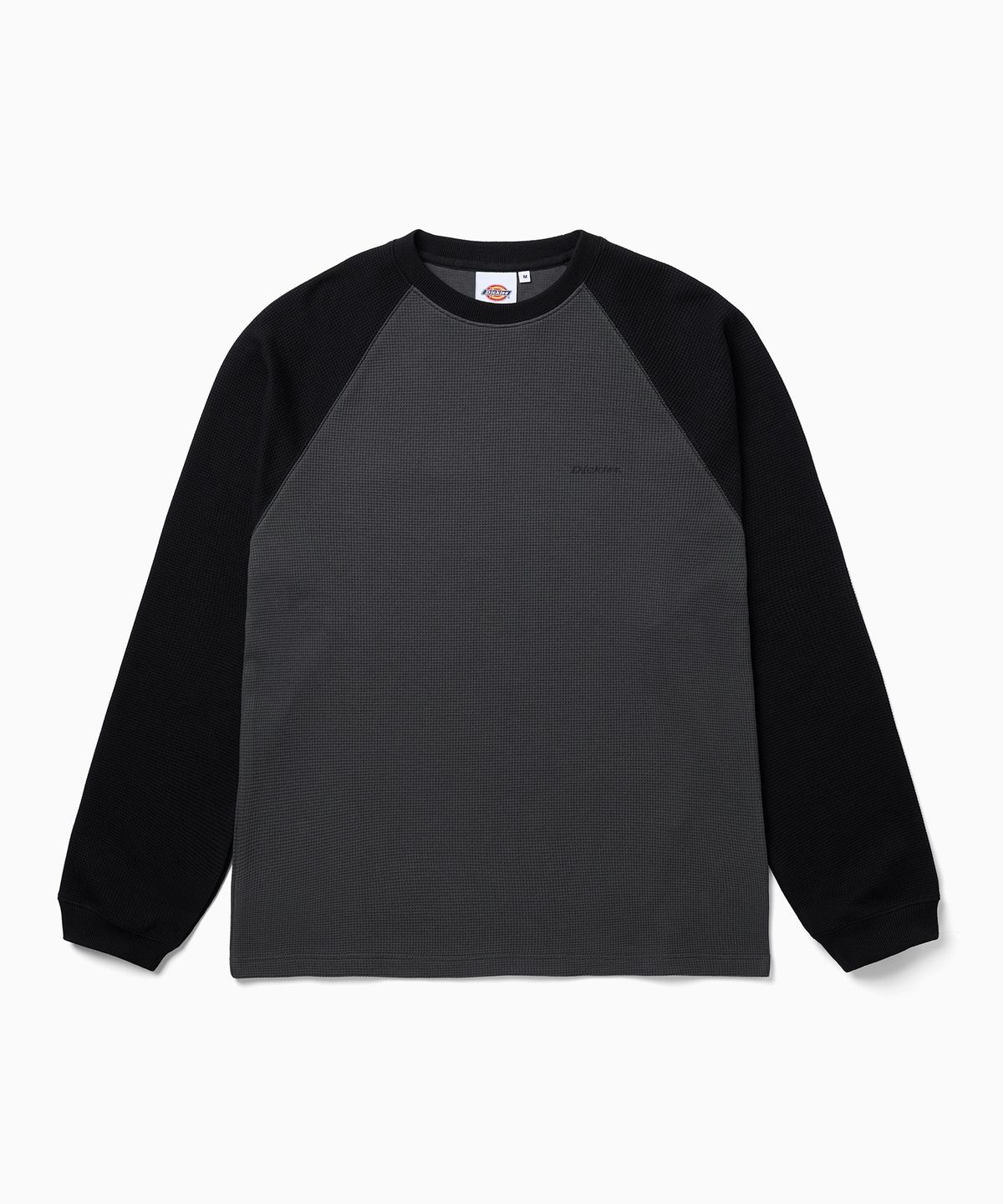 디키즈(DICKIES) 백 모노 로고 와플 래글런 롱슬리브 Charcoal