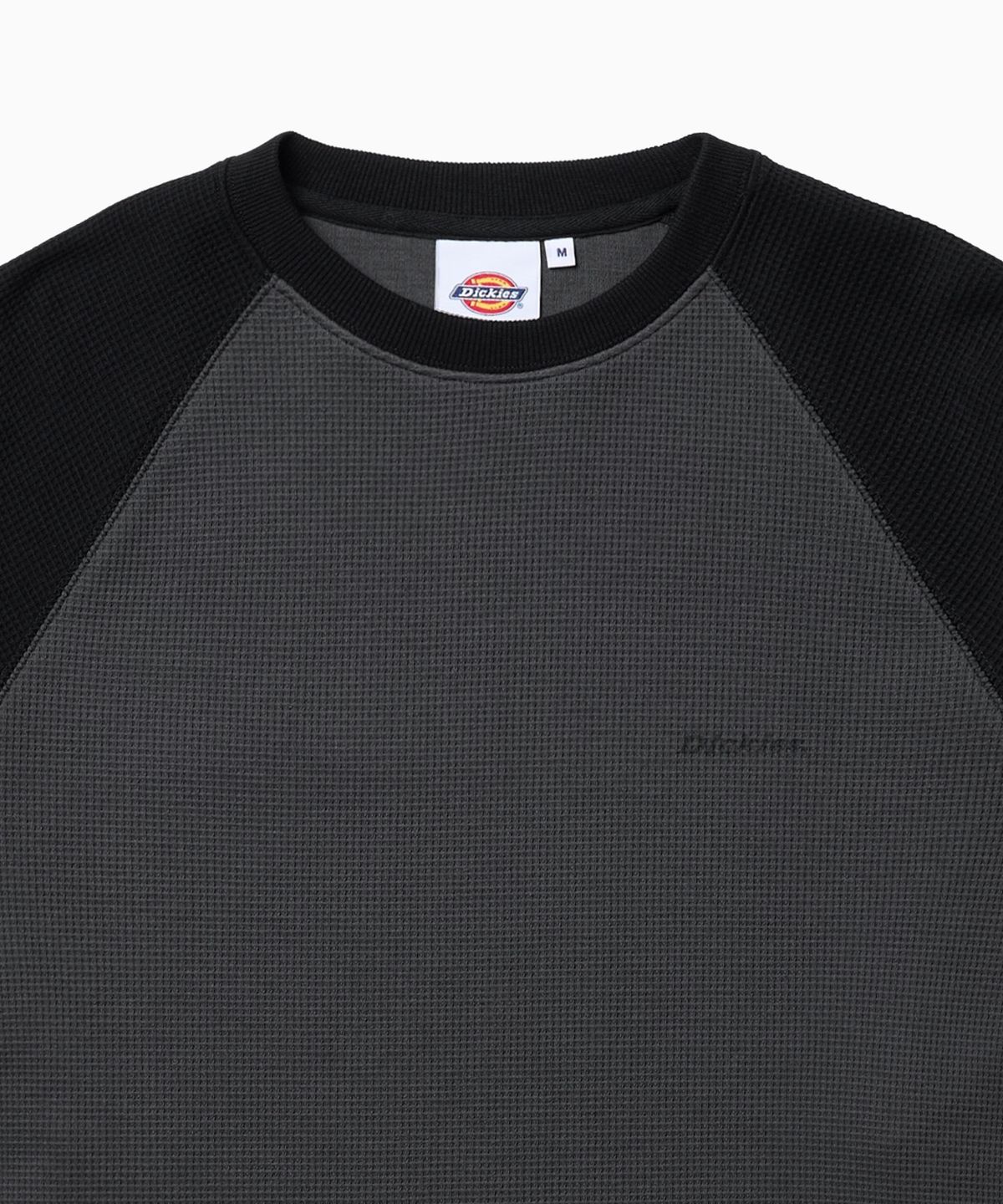 디키즈(DICKIES) 백 모노 로고 와플 래글런 롱슬리브 Charcoal