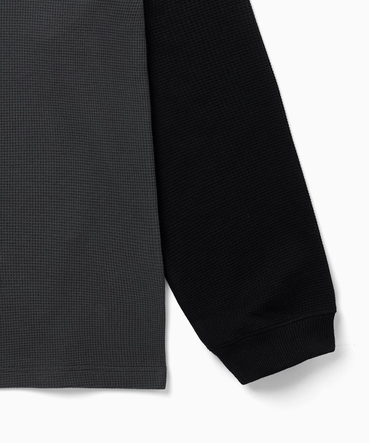 디키즈(DICKIES) 백 모노 로고 와플 래글런 롱슬리브 Charcoal