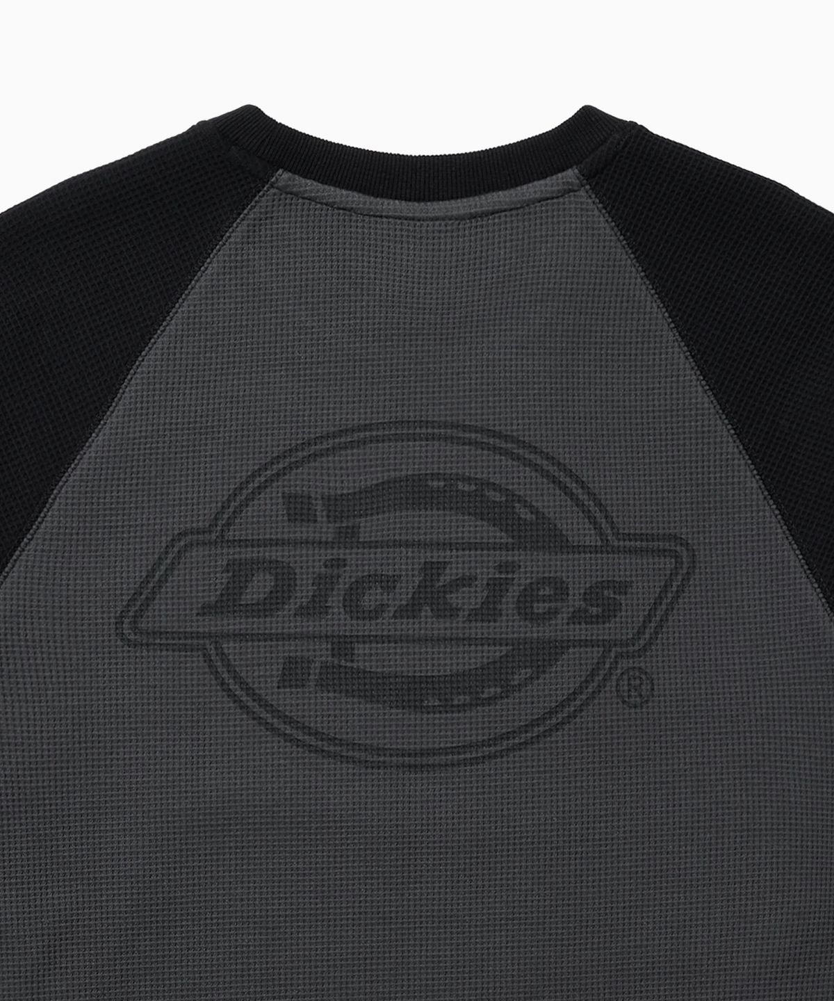 디키즈(DICKIES) 백 모노 로고 와플 래글런 롱슬리브 Charcoal