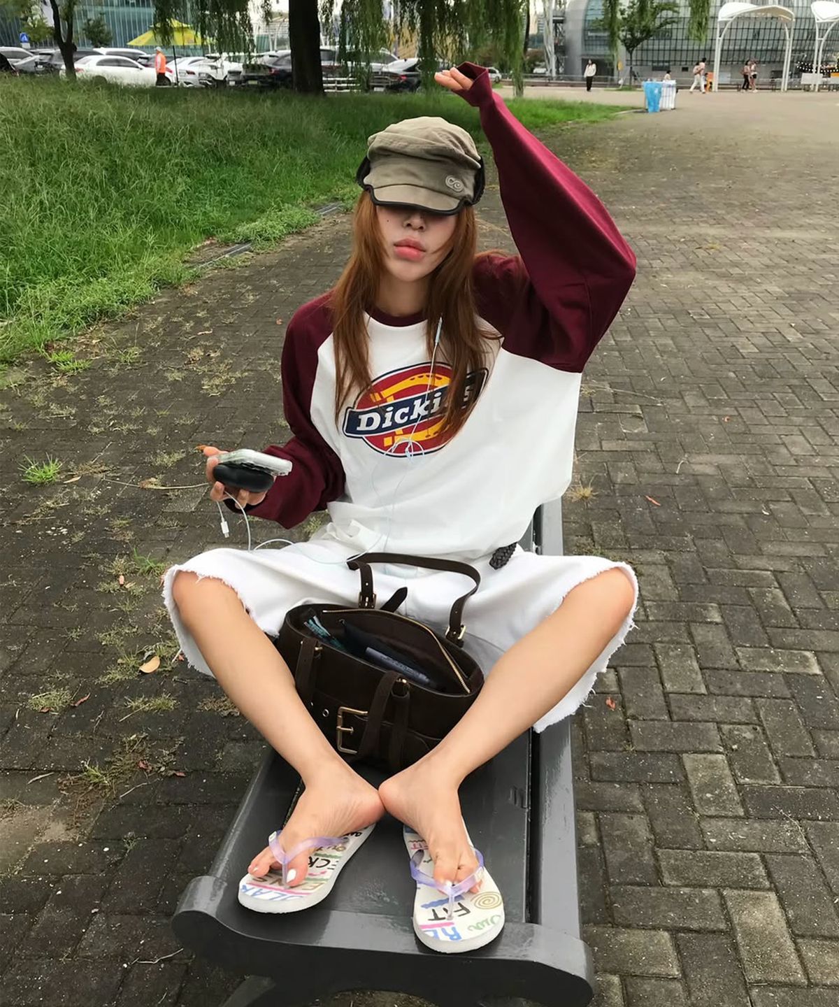 디키즈(DICKIES) 트리로고 래글런 롱슬리브 Red