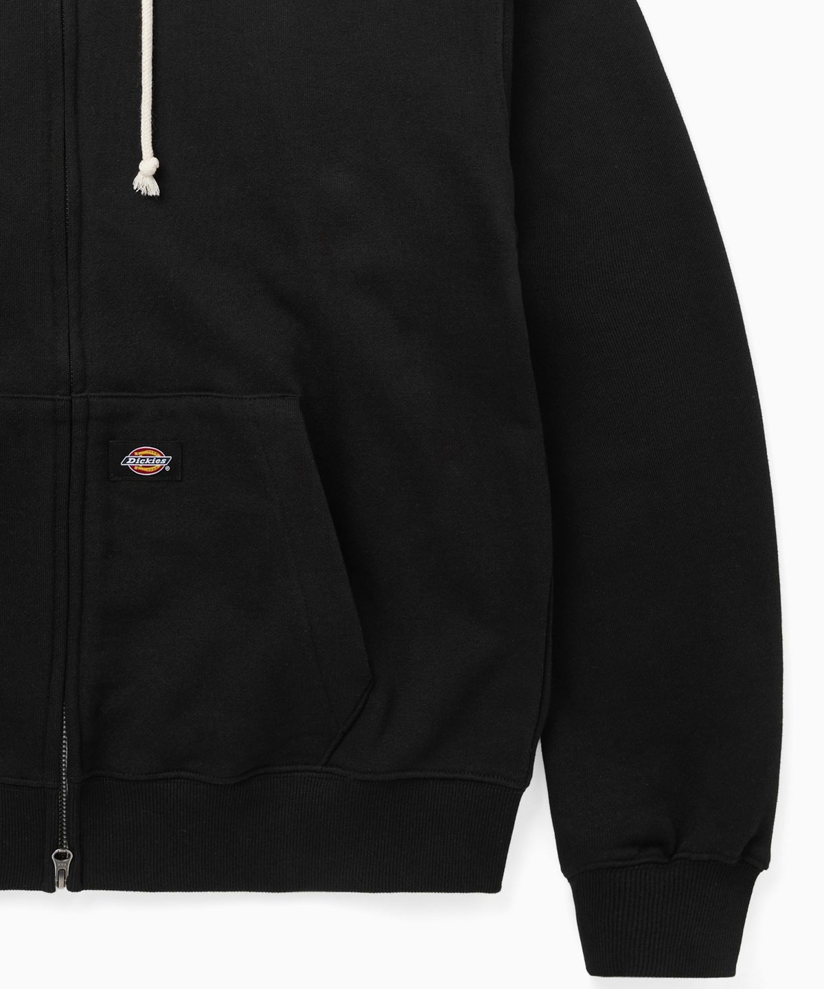 디키즈(DICKIES) 베이직 세미 크롭 집업 후디 Black