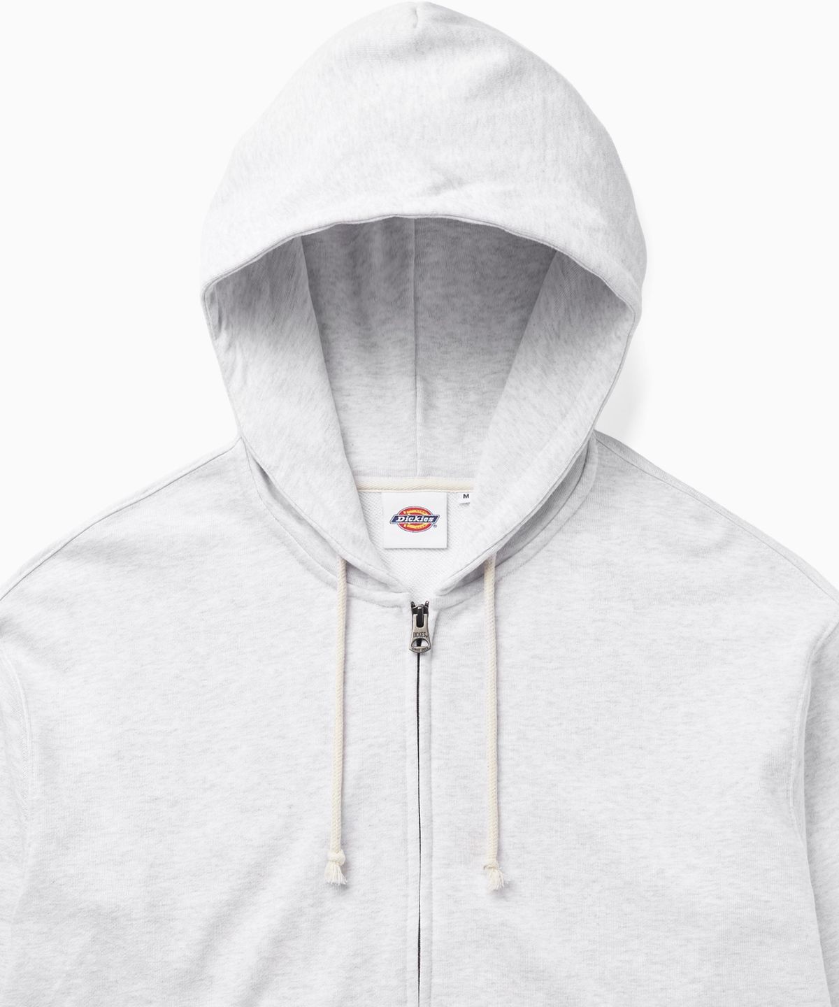 디키즈(DICKIES) 베이직 세미 크롭 집업 후디 Light Grey Melange