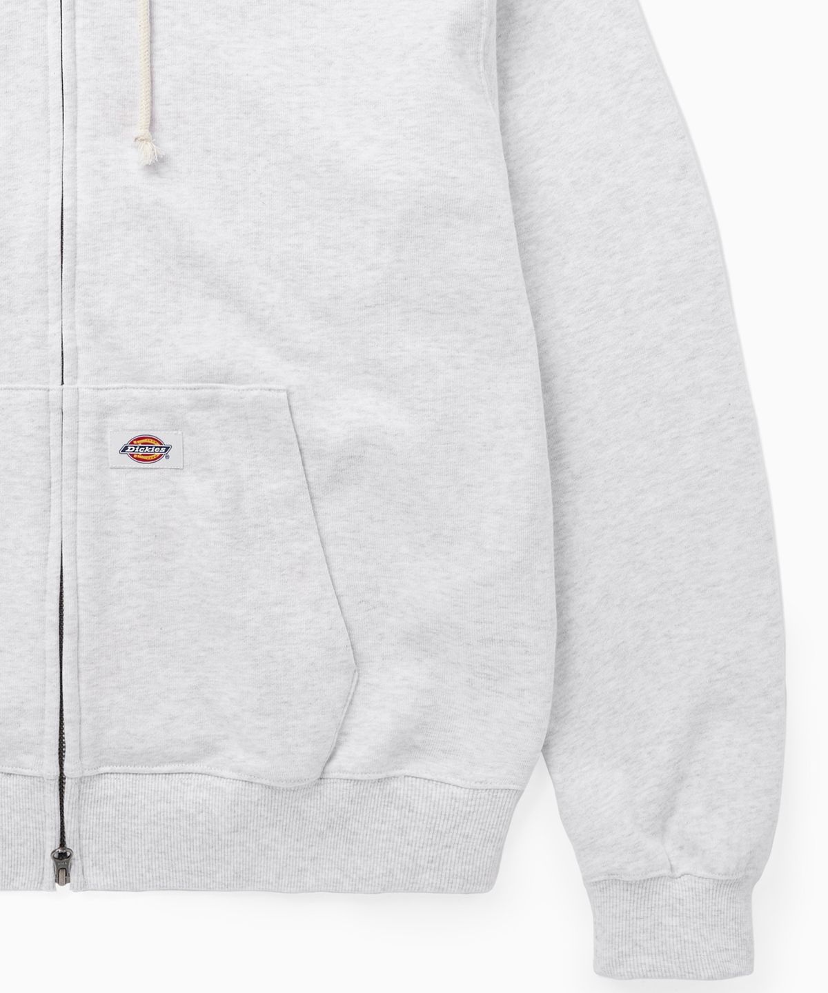 디키즈(DICKIES) 베이직 세미 크롭 집업 후디 Light Grey Melange
