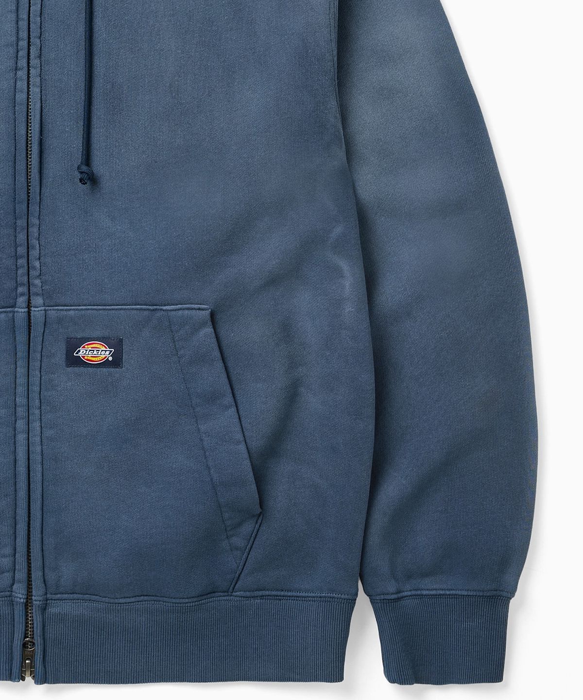 디키즈(DICKIES) 가먼트 다이드 세미 크롭 집업 후디 Navy