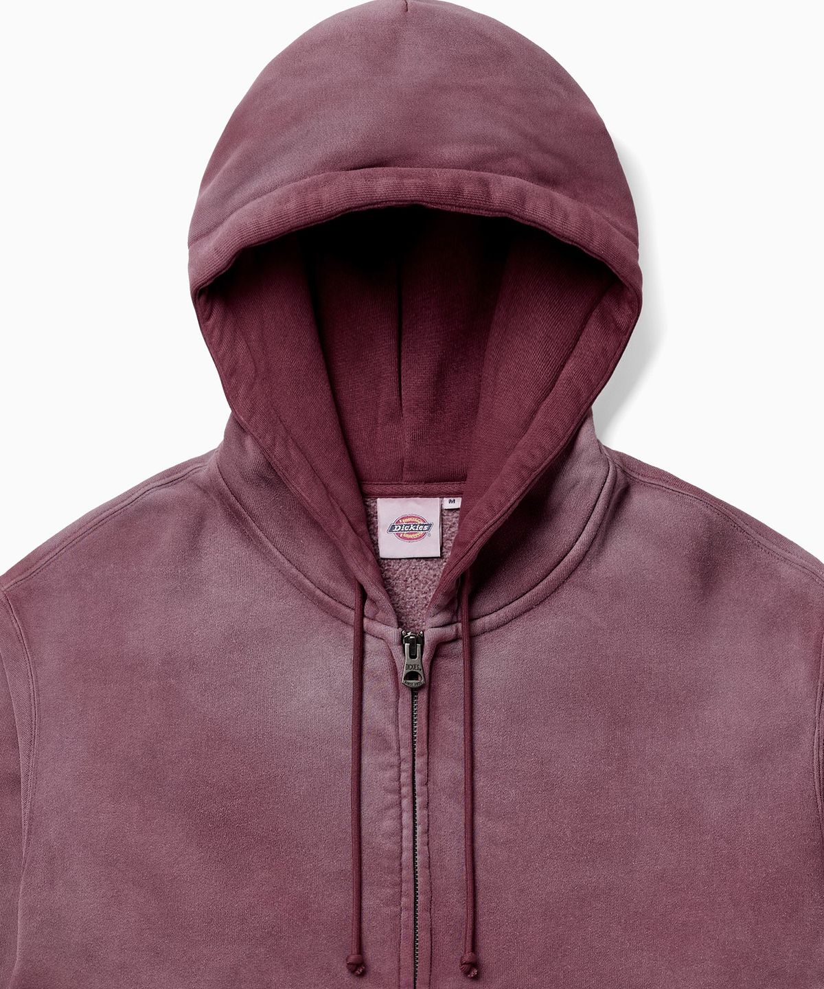 디키즈(DICKIES) 가먼트 다이드 세미 크롭 집업 후디 Burgundy