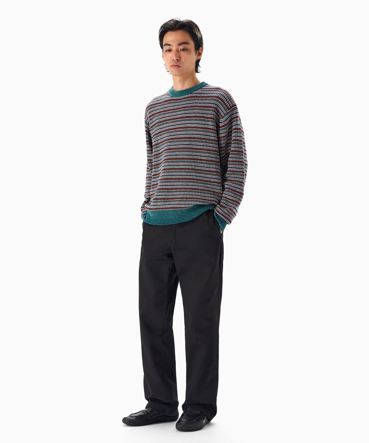 디키즈(DICKIES) 벨루아 스트라이프 니트 Green
