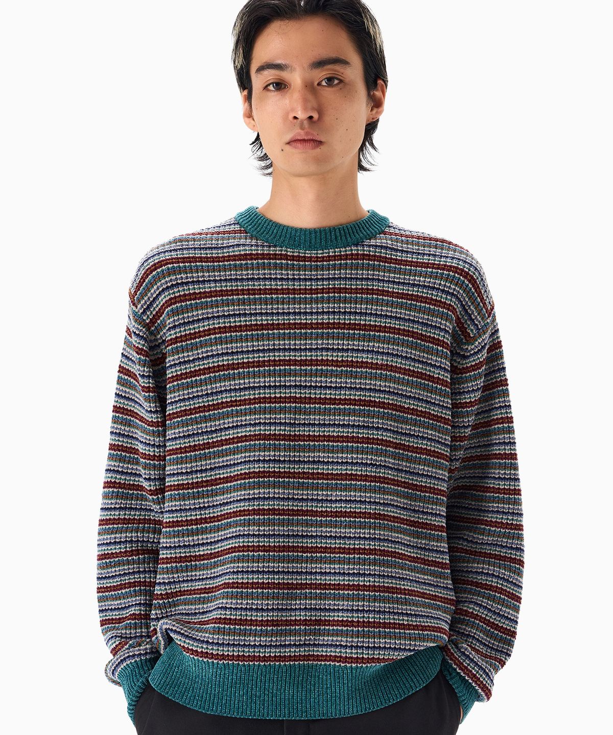 디키즈(DICKIES) 벨루아 스트라이프 니트 Green