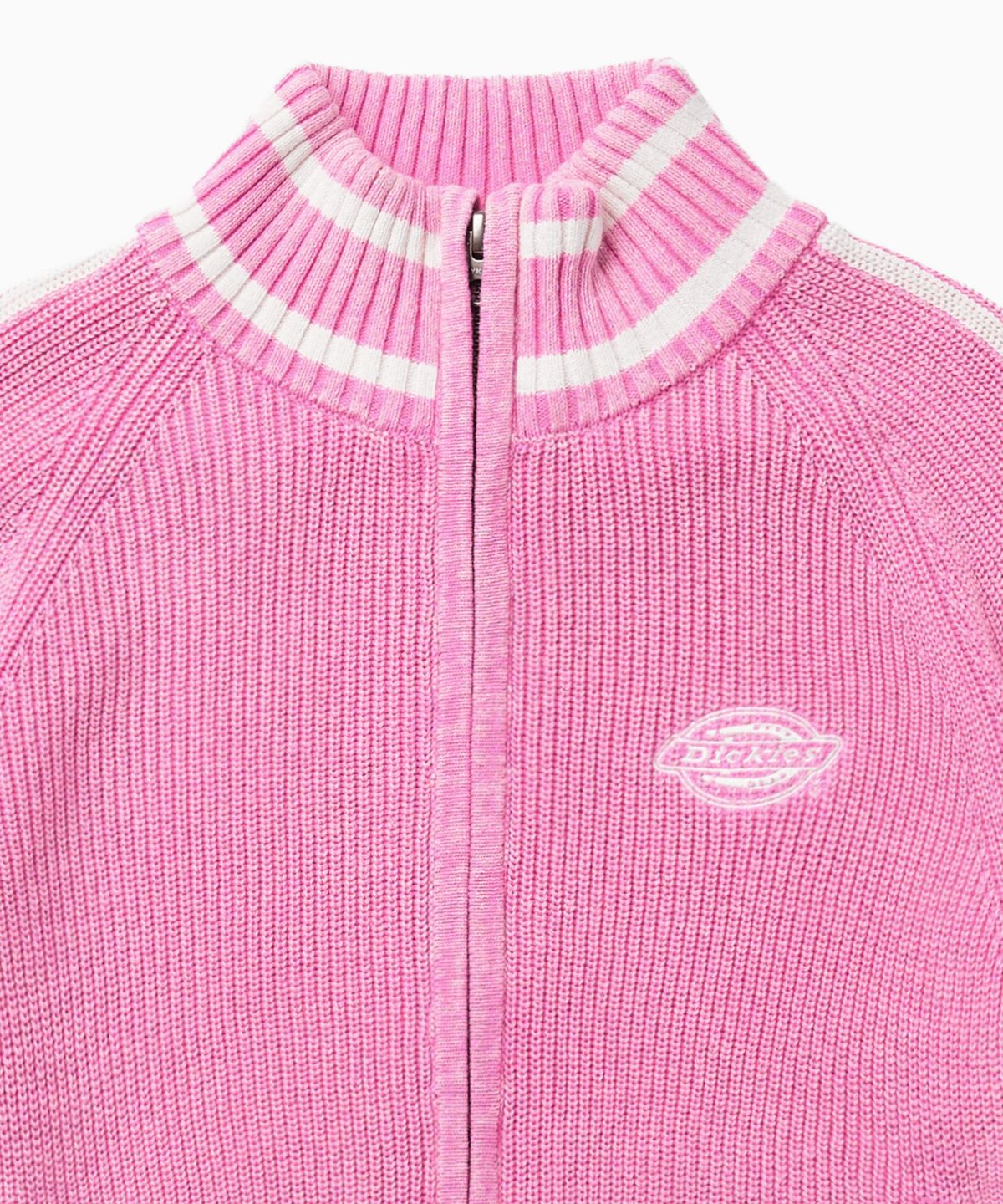 디키즈(DICKIES) 워시드 풀 집업 니트 재킷 Pink