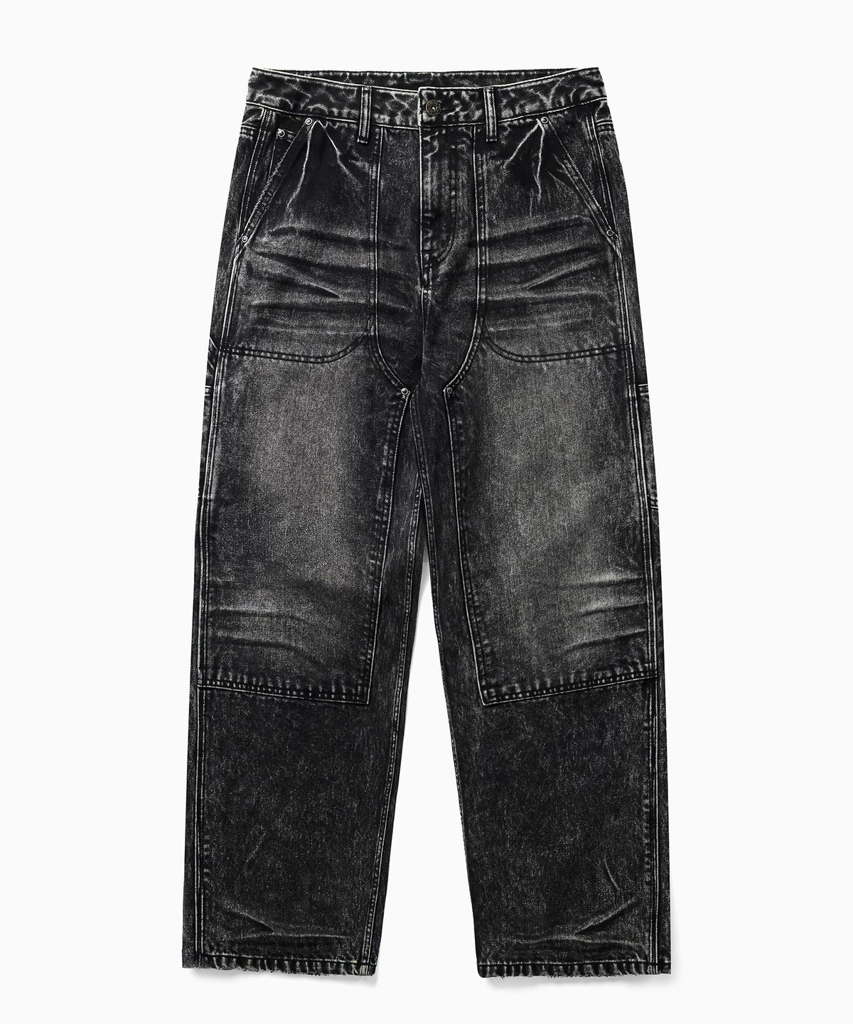 디키즈(DICKIES) 하이 패널 워시드 더블니 카펜터 팬츠 Black