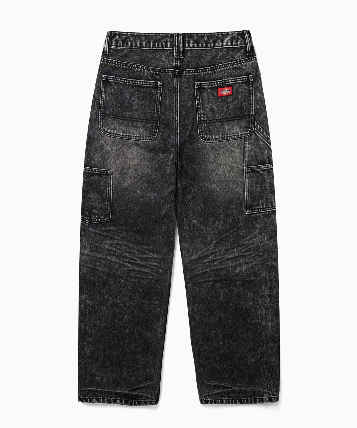 디키즈(DICKIES) 하이 패널 워시드 더블니 카펜터 팬츠 Black
