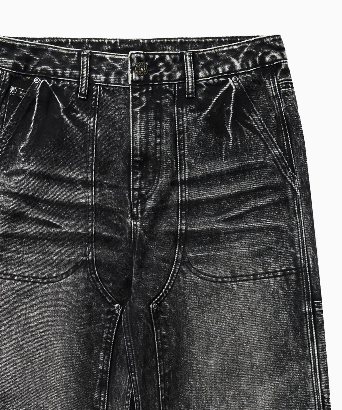 디키즈(DICKIES) 하이 패널 워시드 더블니 카펜터 팬츠 Black