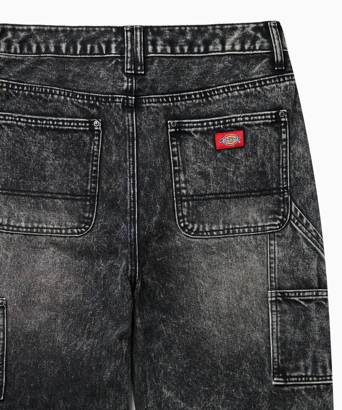 디키즈(DICKIES) 하이 패널 워시드 더블니 카펜터 팬츠 Black