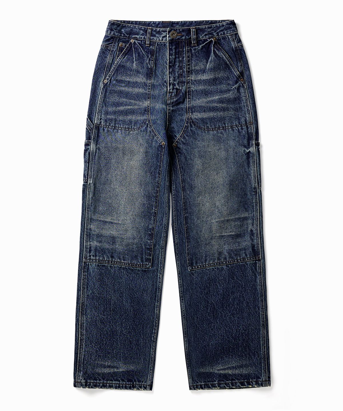 디키즈(DICKIES) 하이 패널 워시드 더블니 카펜터 팬츠 Medium Denim