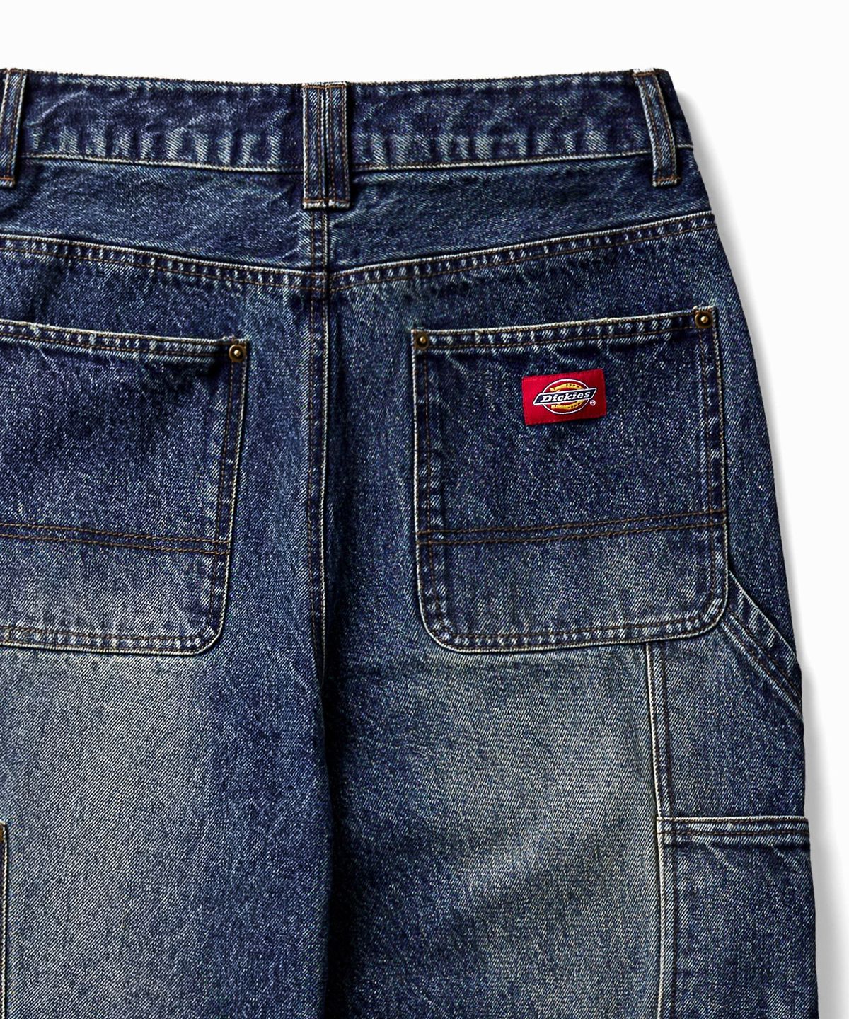 디키즈(DICKIES) 하이 패널 워시드 더블니 카펜터 팬츠 Medium Denim