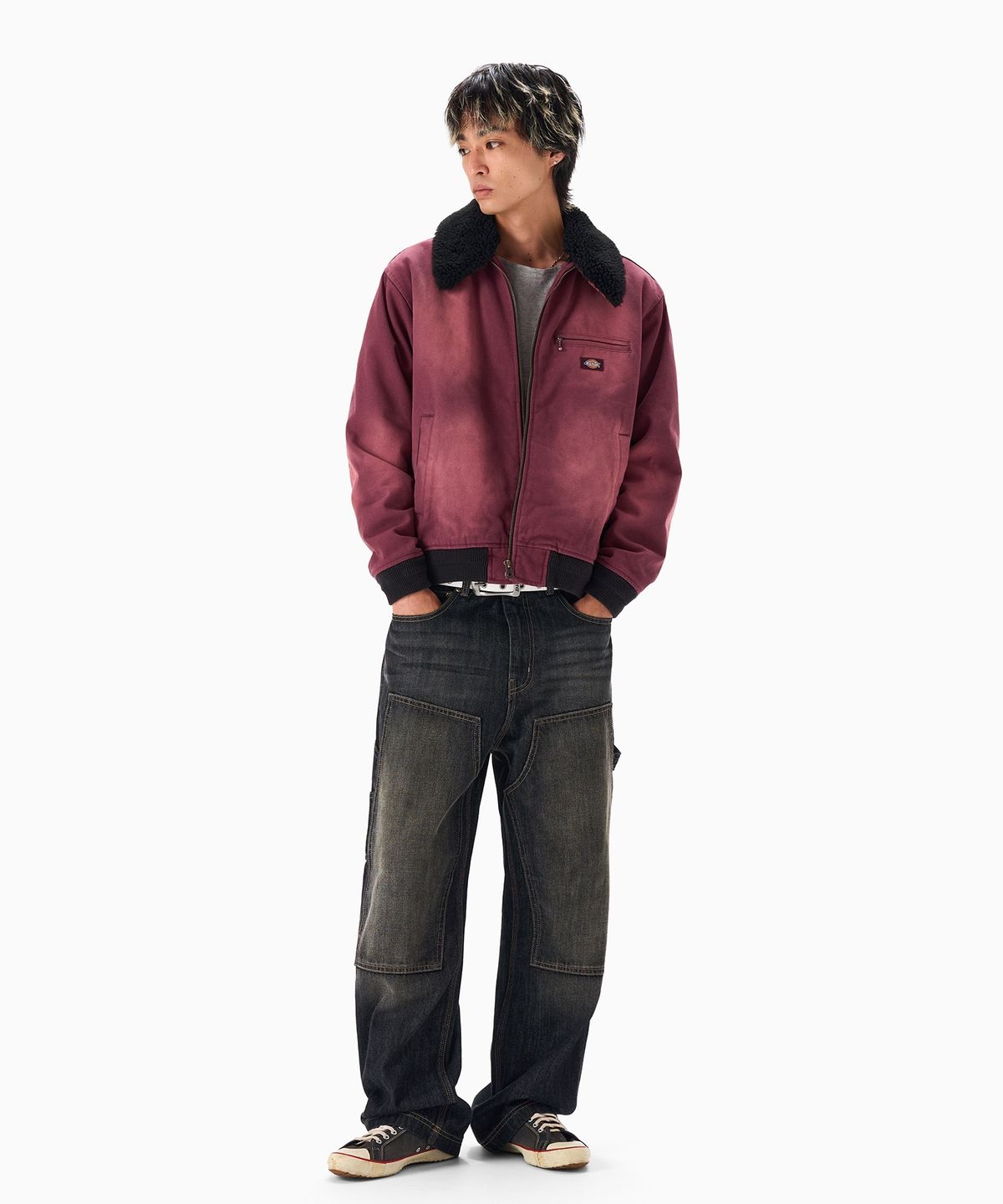 디키즈(DICKIES) 워시드 더블니 카펜터 데님 팬츠 Black