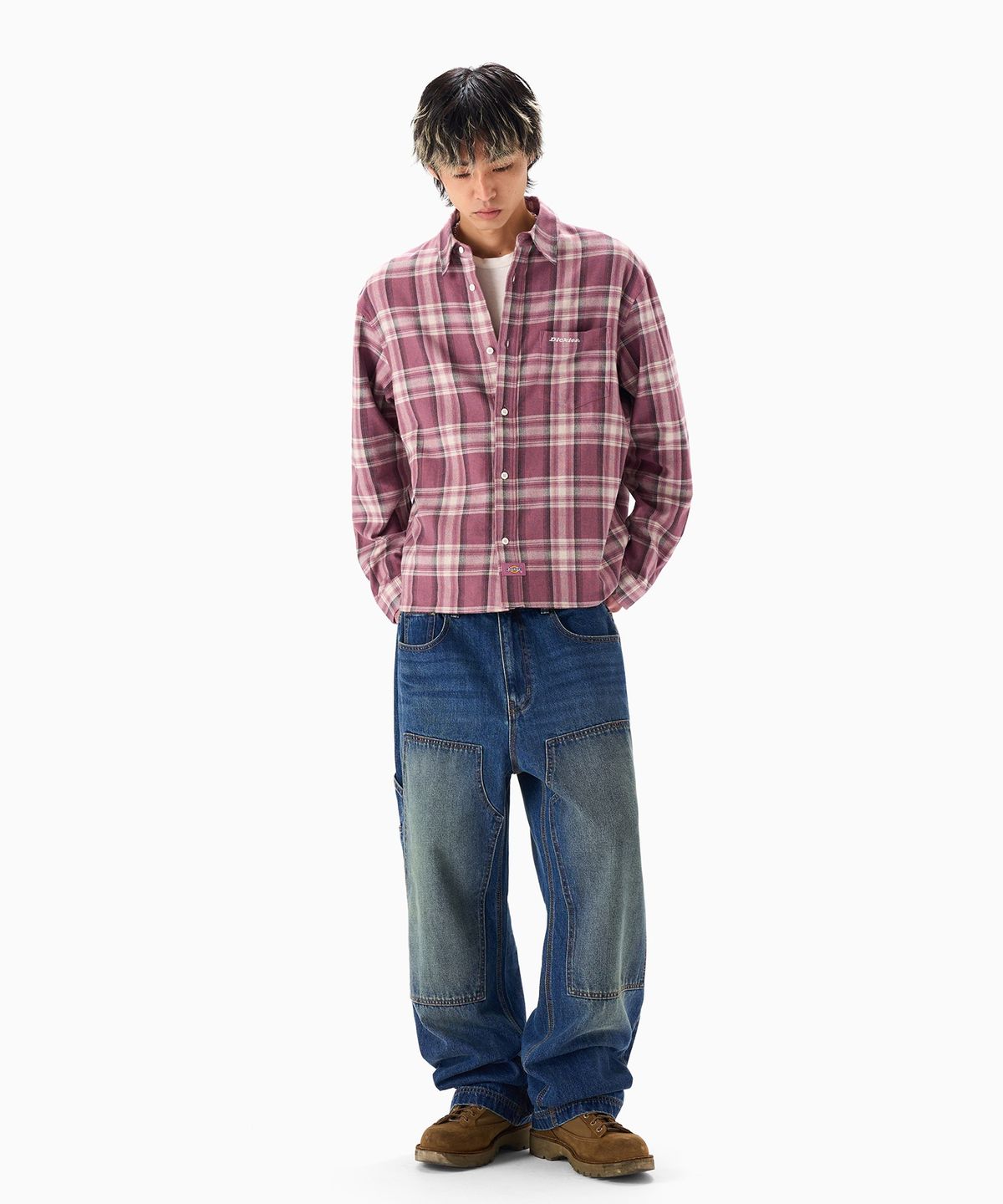 디키즈(DICKIES) 워시드 더블니 카펜터 데님 팬츠 Medium Denim