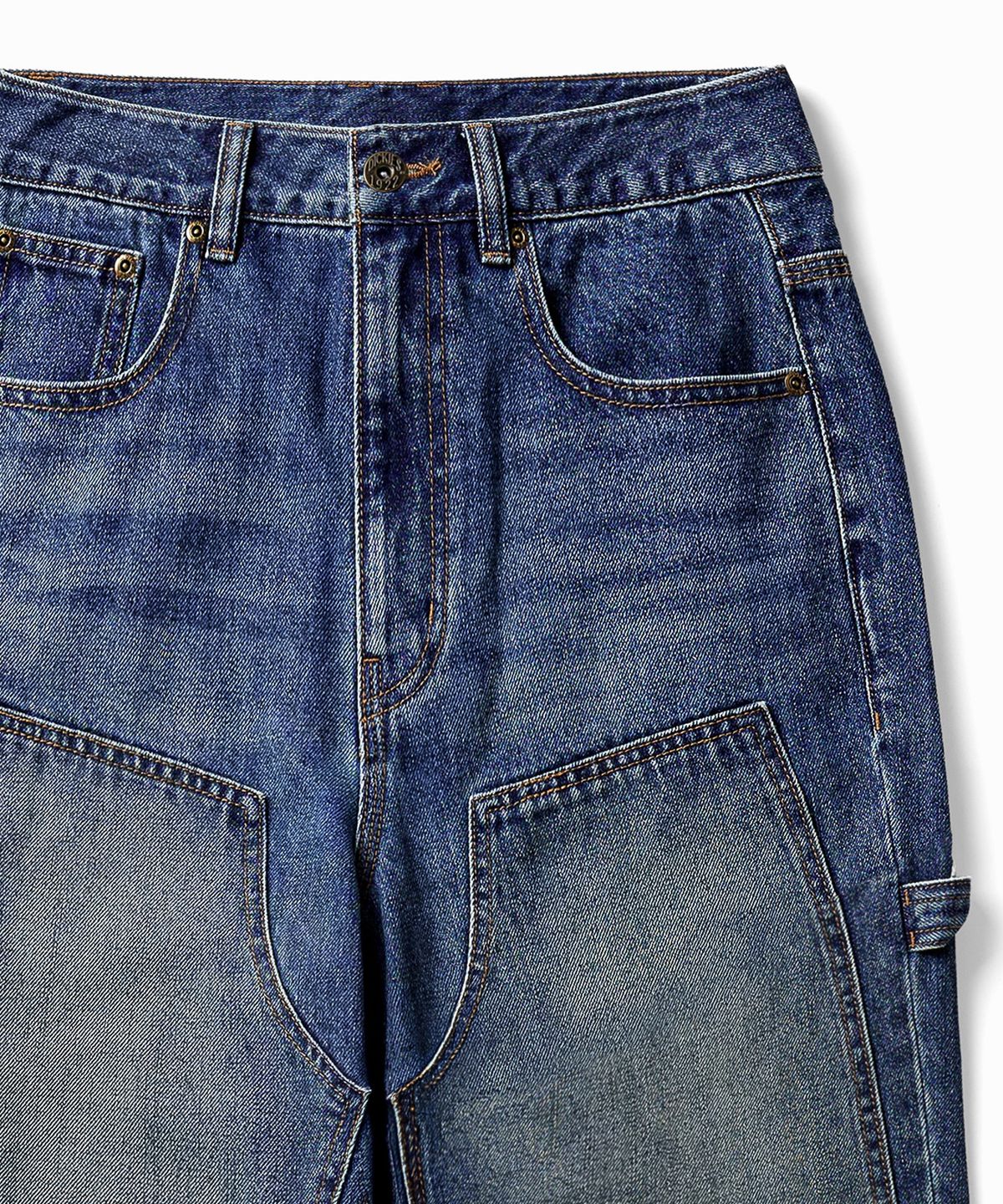 디키즈(DICKIES) 워시드 더블니 카펜터 데님 팬츠 Medium Denim
