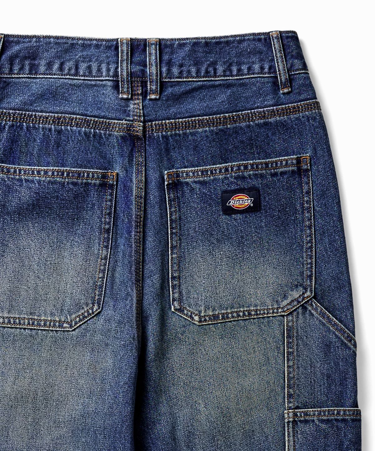 디키즈(DICKIES) 워시드 더블니 카펜터 데님 팬츠 Medium Denim