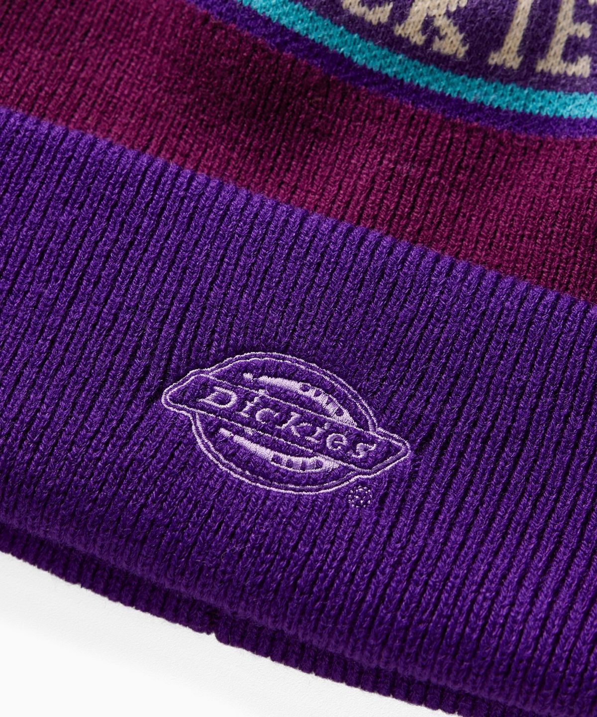 디키즈(DICKIES) 폼폼 자카드 니트 비니 Burgundy