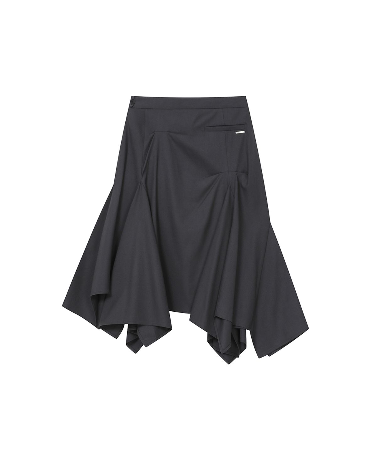 미세키서울(MISEKI SEOUL) Asymmetric draped skirt CHARCOAL