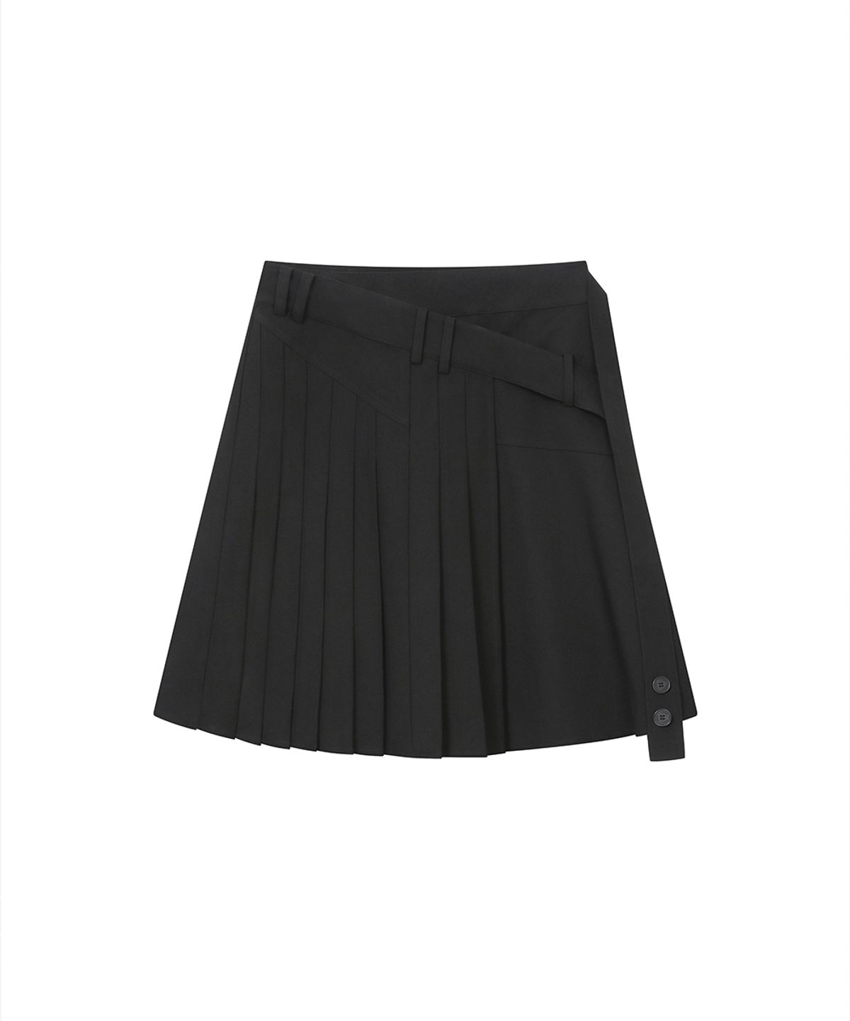 미세키서울(MISEKI SEOUL) Diagonal belted midi skirt BLACK