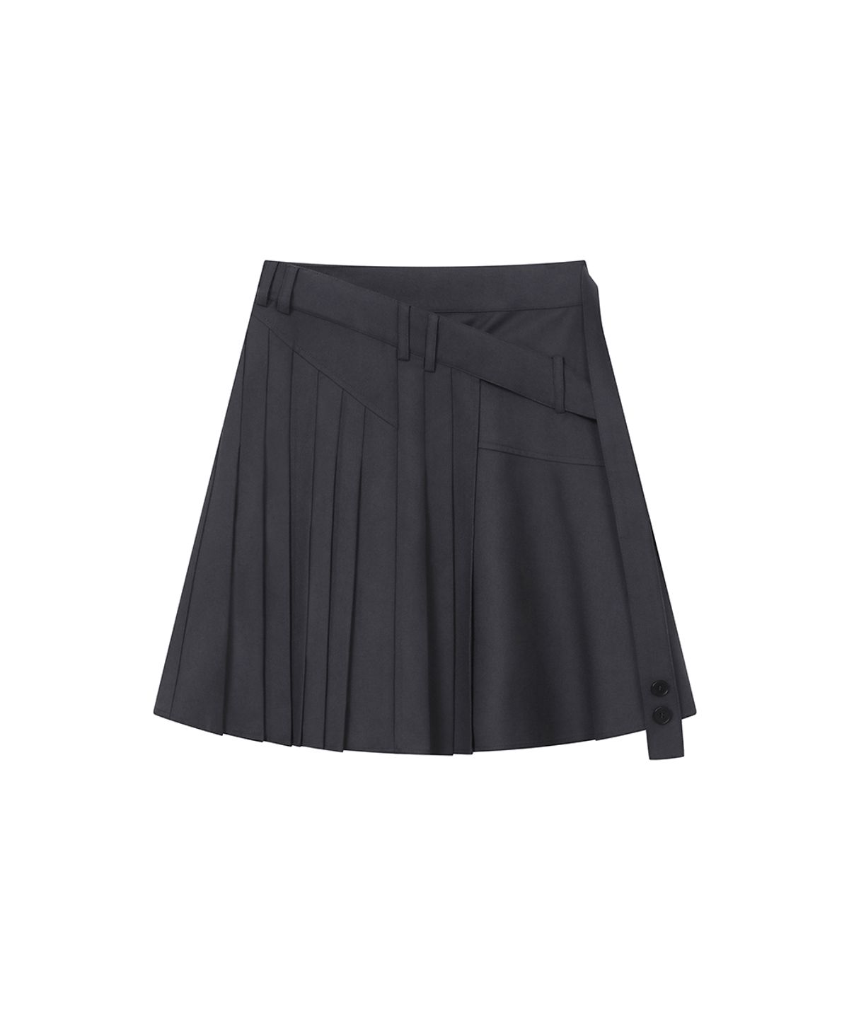 미세키서울(MISEKI SEOUL) [레이 PICK] Diagonal belted midi skirt CHARCOAL