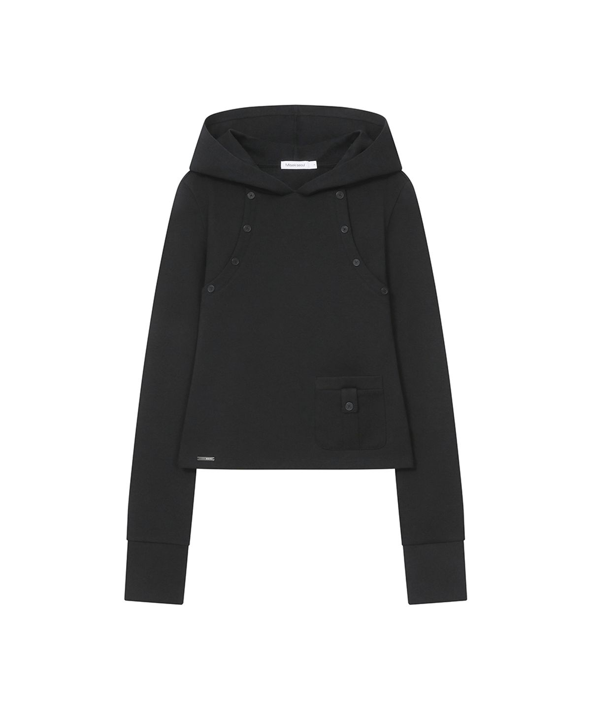 미세키서울(MISEKI SEOUL) Double placket slim hoodie BLACK